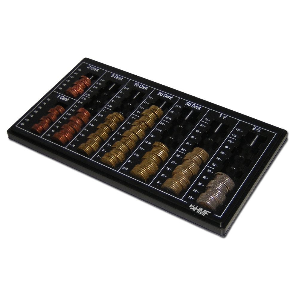 HMF Geldkassette Euro-Münzzählbrett 2600, Münzsortierer 33 x 18,5 x 2 cm, schwarz