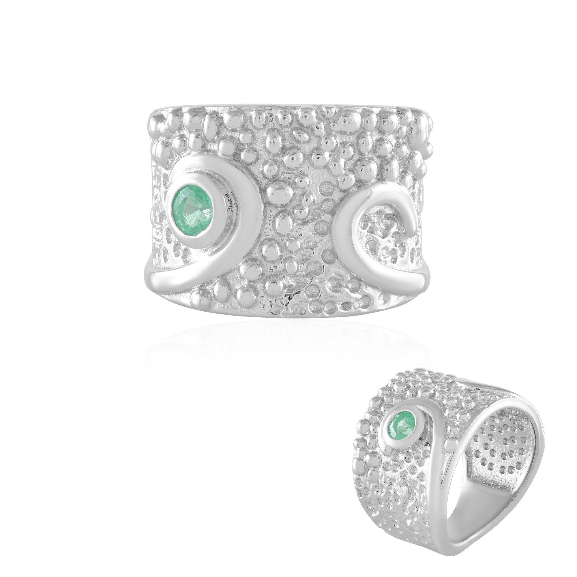 Cavill Solitärring 0,26 ct kolumbianischer Smaragd, Ring aus platiniertem Sterlingsilber (1-tlg)