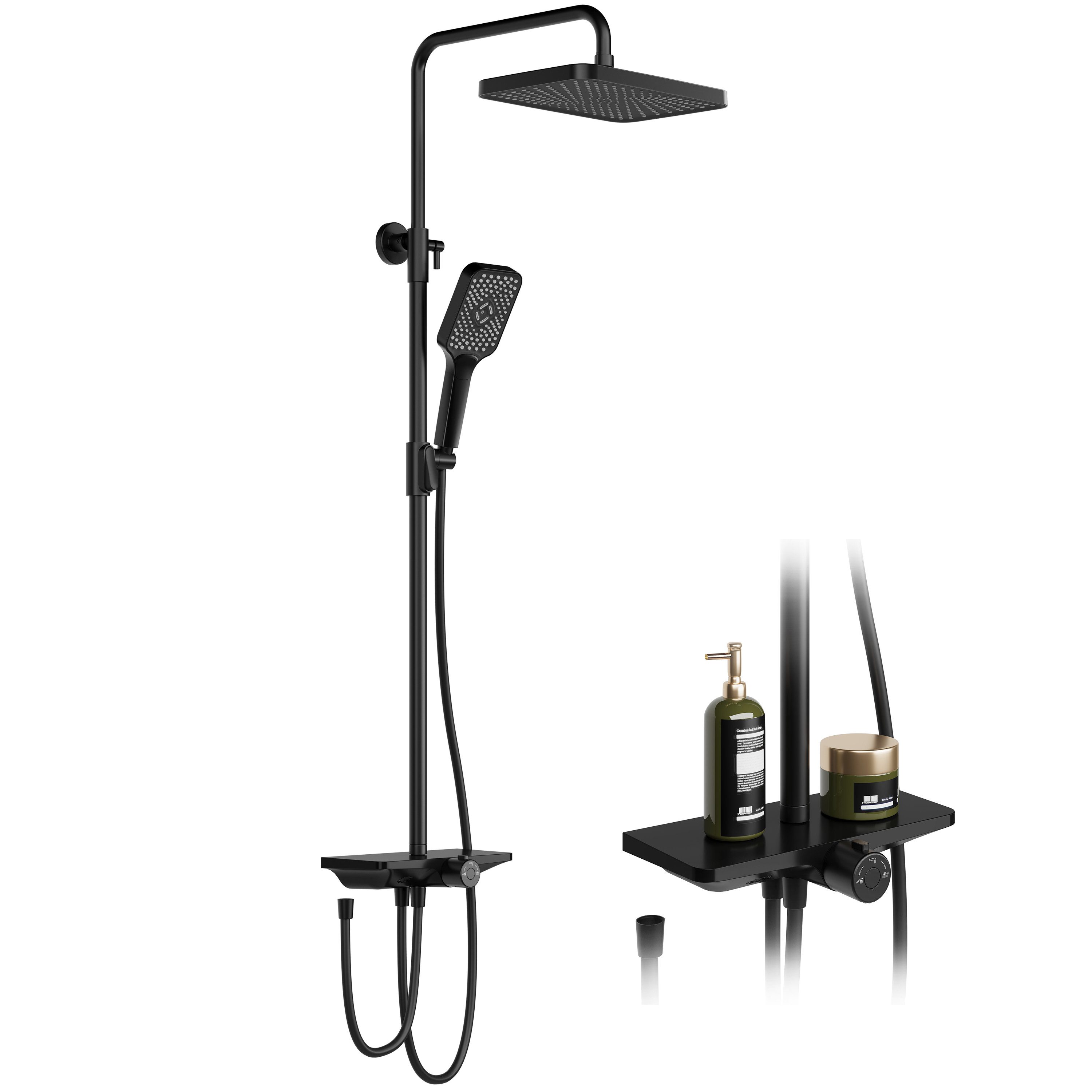 GarveeMore Brausegarnitur Duschsystem, Regendusche mit Umsteller, Handbrause