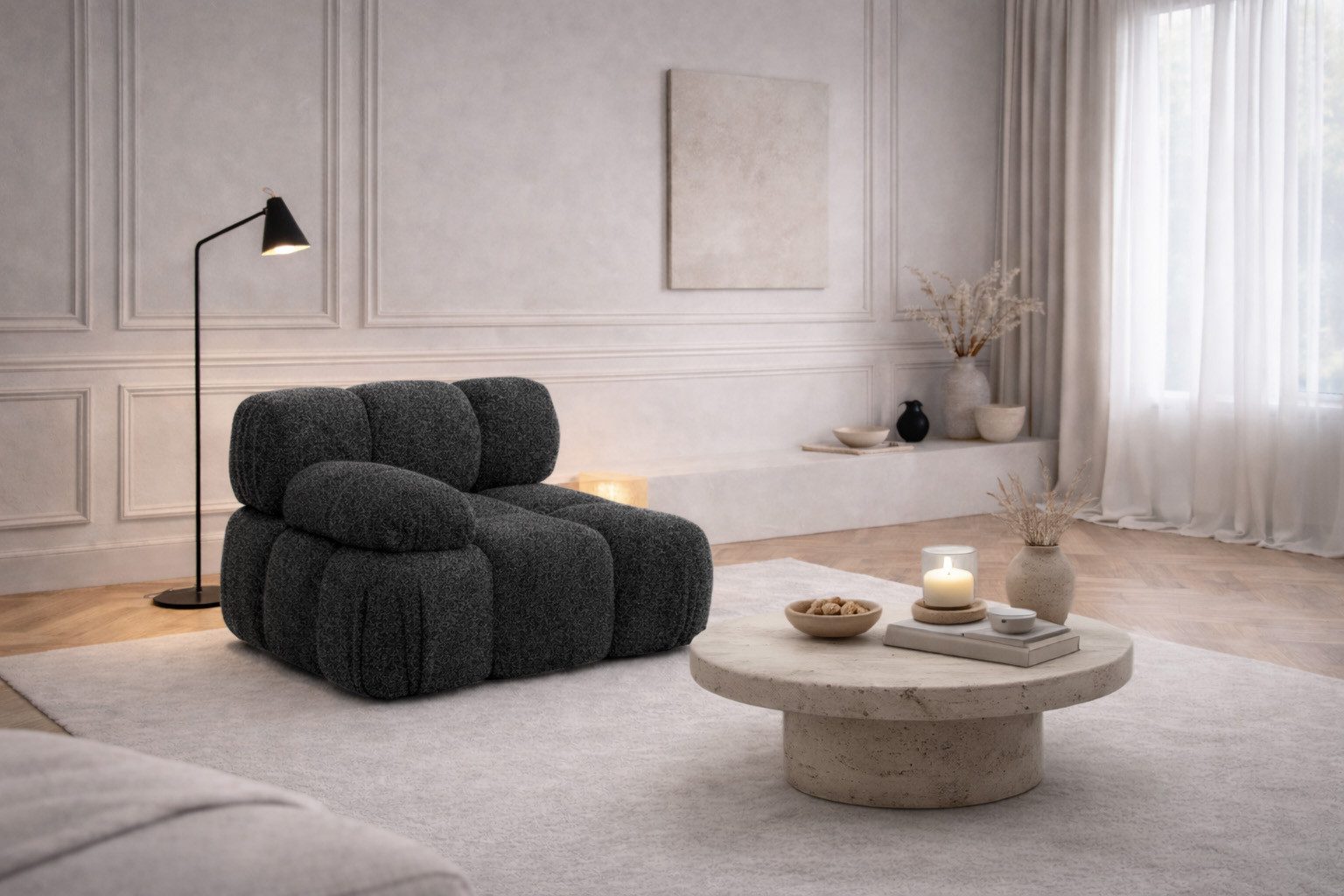 Kaiser Möbel Sofaelement Modul seitlich links / rechts, modulares System, Stoff Abriamo,SELIA (Einzelelement), modulares System, Wellenfederung