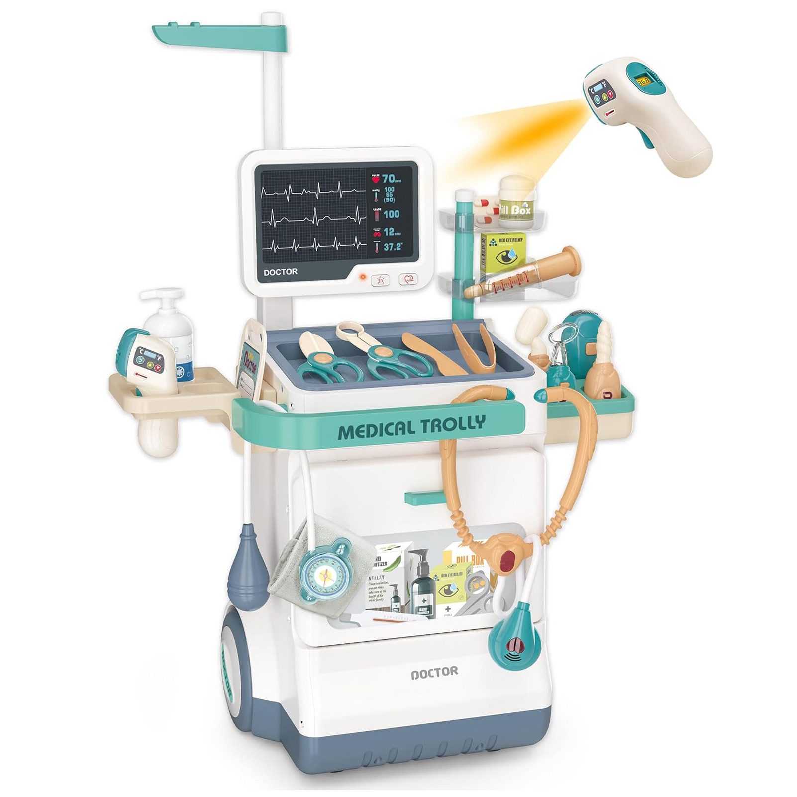 Esun Spielzeug-Arztkoffer Medizinisches Spielzeug Doktor Spielzeug Set für Jungen Mobile Cart, (Set, Mobiler medizinischer Wagen), großes Geschenk für Mädchen Kleinkinder 26 St.