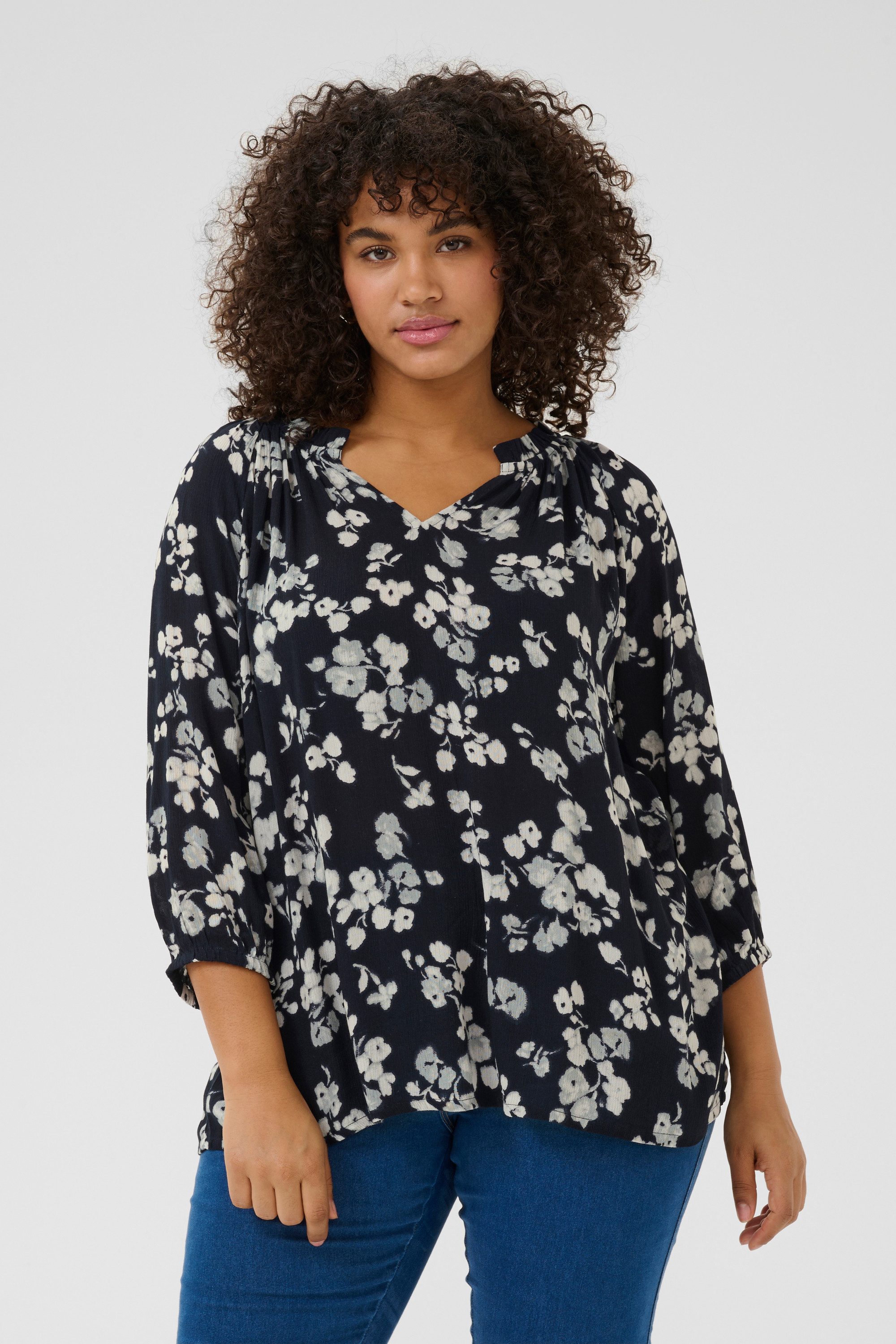 KAFFE Curve Langarmbluse Langarm-Bluse KCtrine Große Größen günstig online kaufen