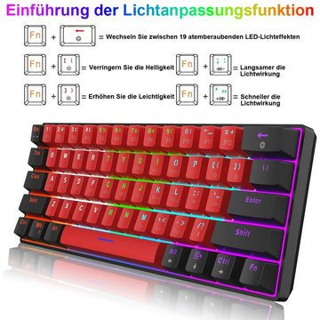 yozhiqu Mechanische Mini-Tastatur mit Kabel (61 Tasten mit rotem Schaft) Gaming-Tastatur (Hervorragende Taktilität und Reaktion für PC, Win 7 und Win 10 Systeme)
