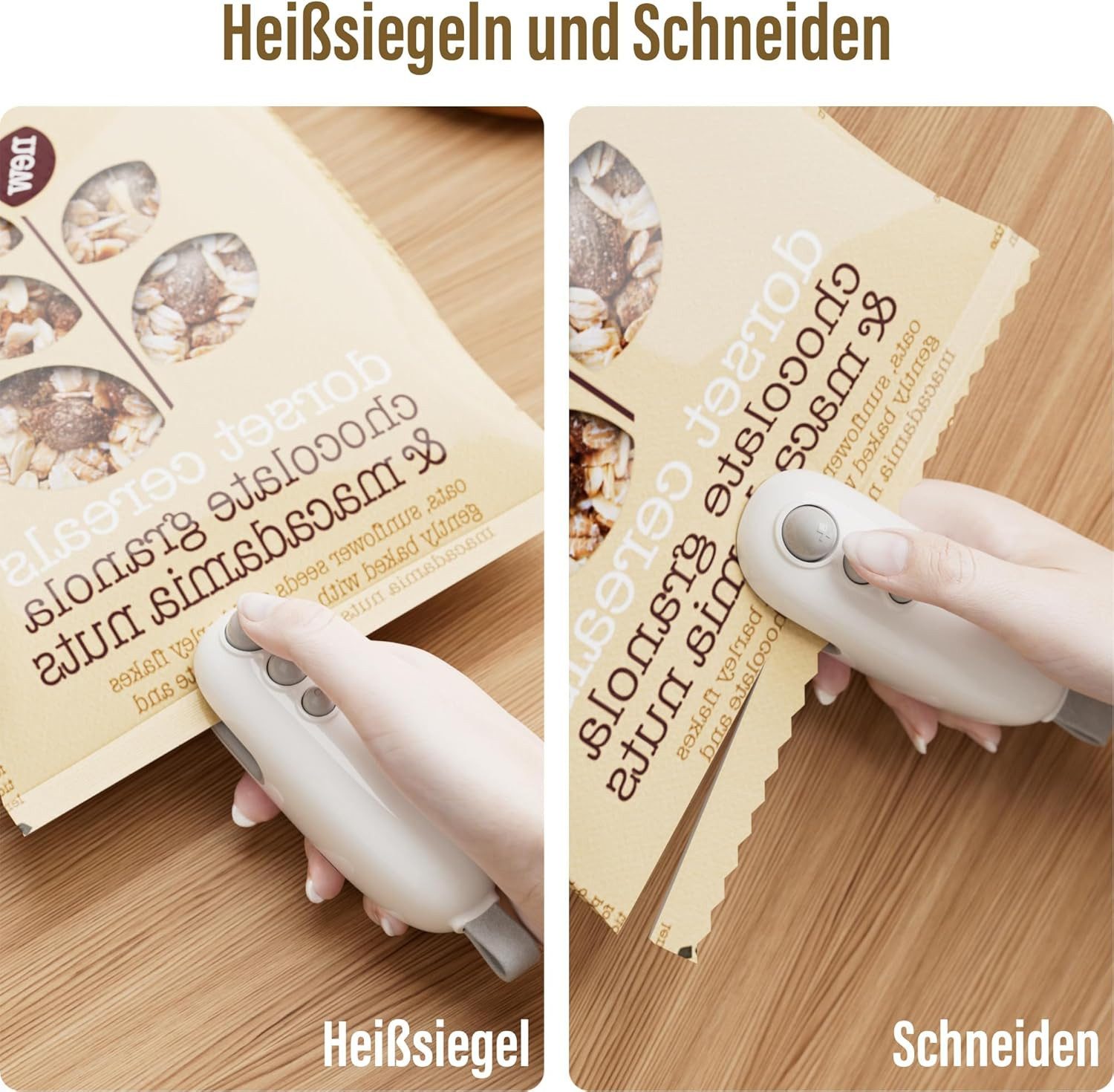 FELIXLEO Aufblasbares Bällebad Mini Folienschweißgerät Bag Sealer mit Cutter Wiederaufladbar Blau.