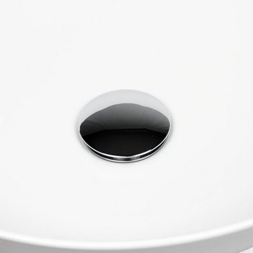 Stabilo Sanitär Küchenspüle Waschbecken Keramik Aufsatz rund 40 cm weiß Komplettset