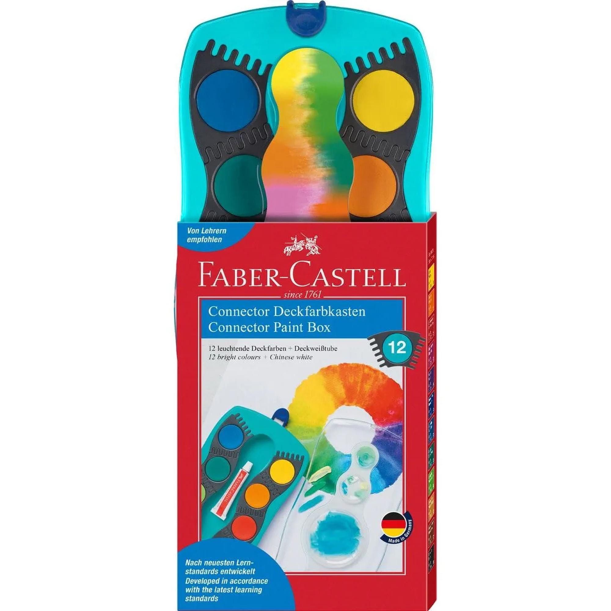 Faber-Castell Farbkasten Farbkasten Connector türkis 12 Farben + Deckweiß