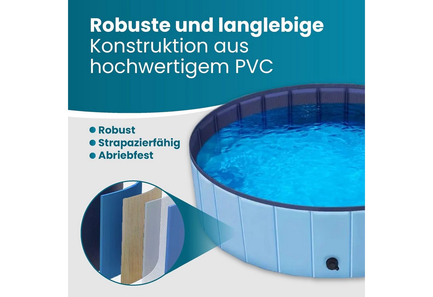 Thumbnail - BlingBin Hundepool Ø80/120/160cm Tragbare Hundebadewanne, Faltbare Schwimmbad für Welpen, (1er Set, 1-tlg., 80X20cm), Ro...