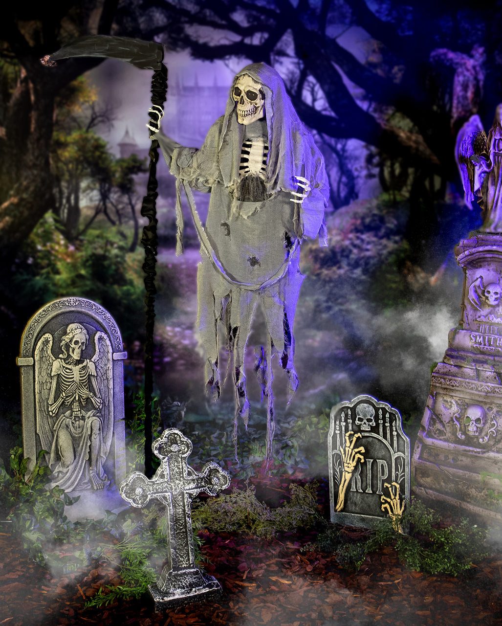 Horror-Shop Dekoobjekt Skelett Reaper mit Sense Halloween Animatronic 183 – Bild 2 von 3