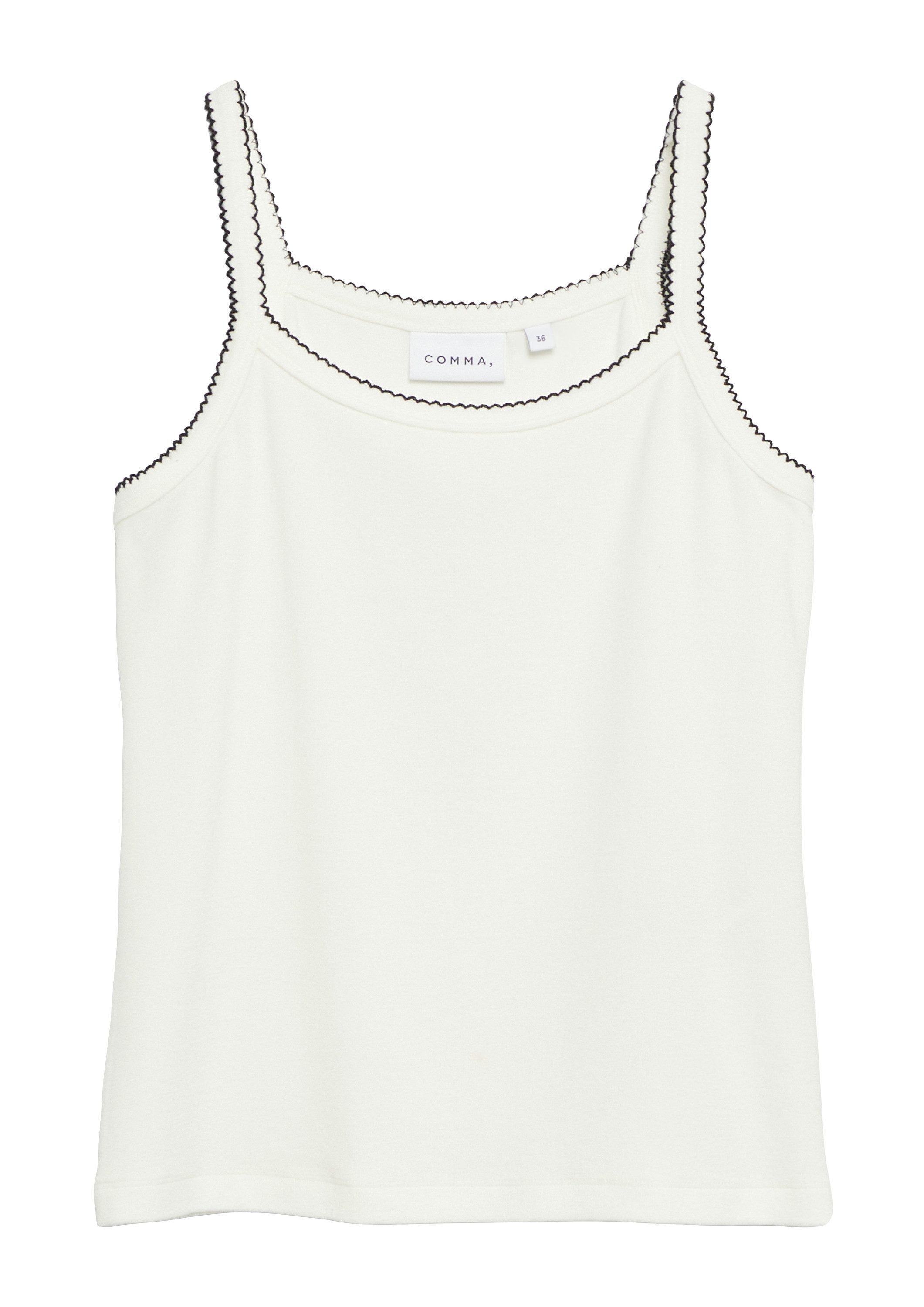 comma Muskelshirt T-Shirt Spaghettiträgertop aus Viskosemix mit Kontrastdetail