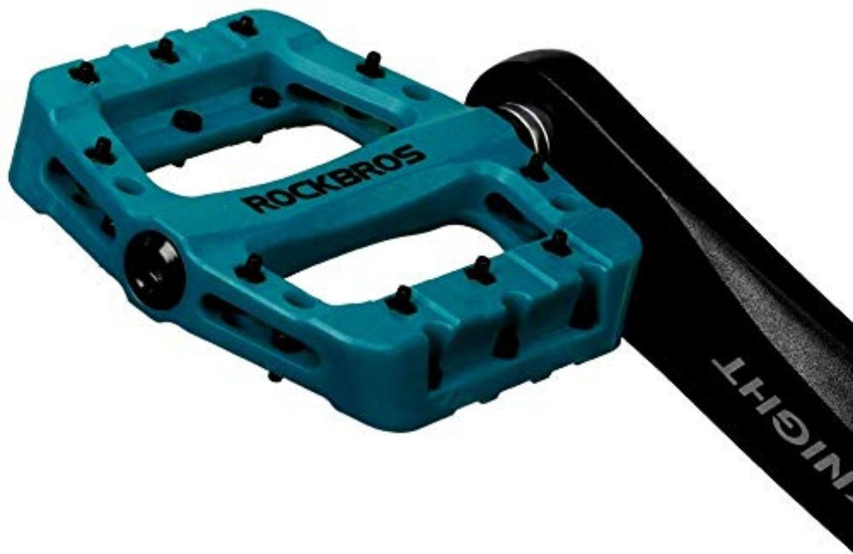 ROCKBROS Fahrradpedale MTB Flat Pedale (mit Edelstahl-Pins, Kugellager & Graphit-DU, 9/16 Zoll Pedale für Mountainbike, Trekking, Citybike)