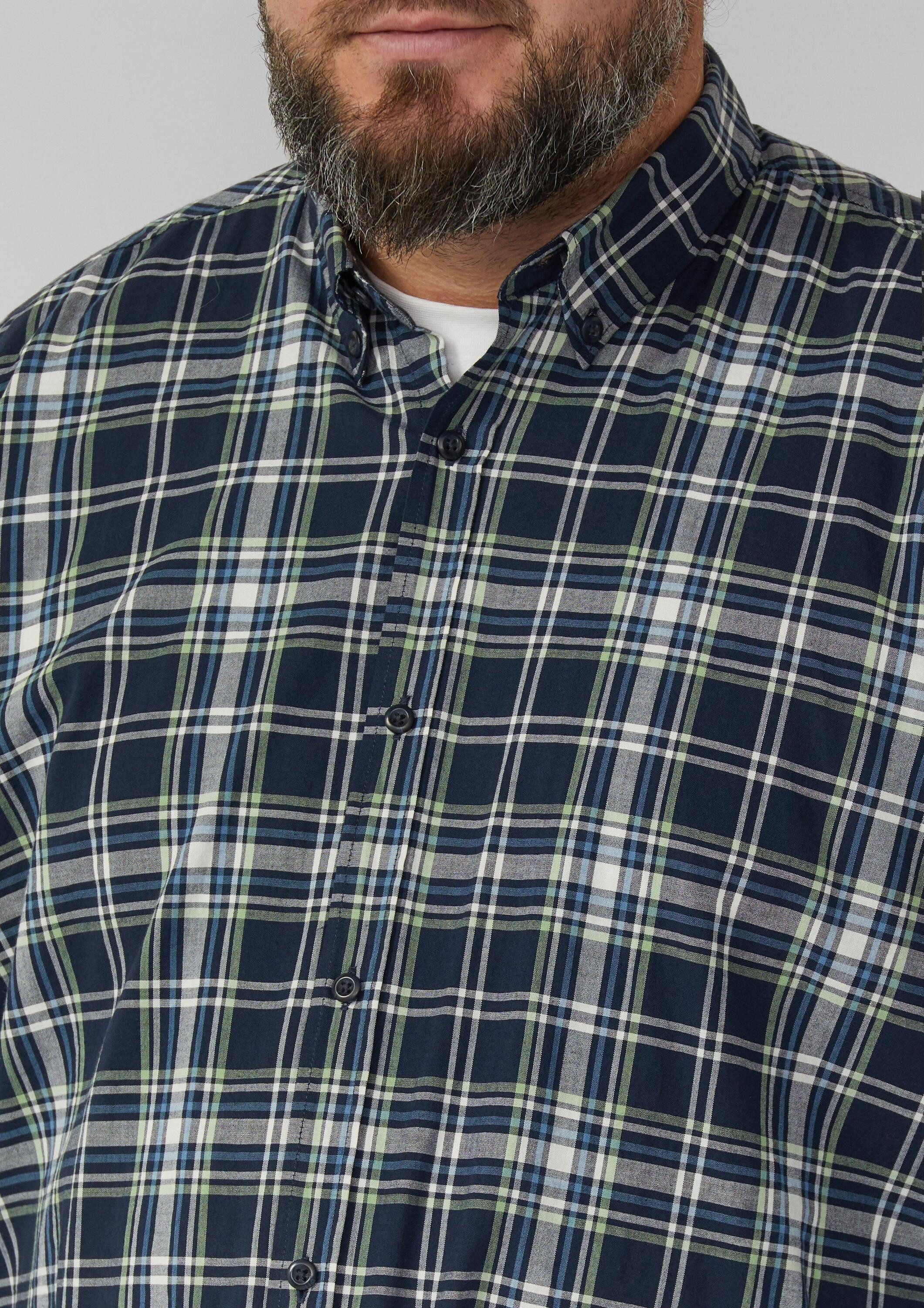 s.Oliver Langarmhemd Hemd Regular Fit: Kariertes Baumwollhemd mit Button-Down-Kragen
