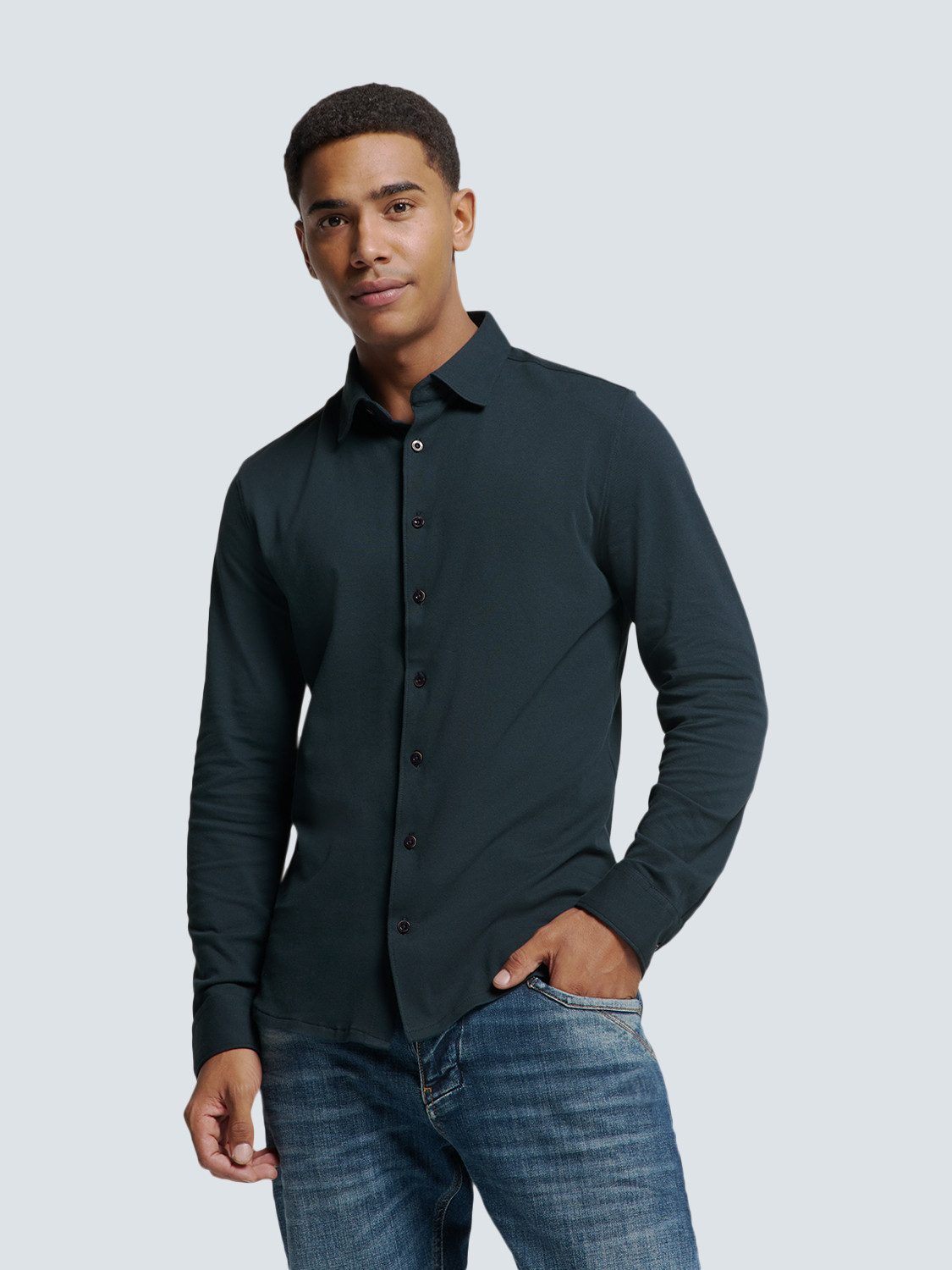 Langarmhemd No Excess Piqué-Hemd von Timeless Basics