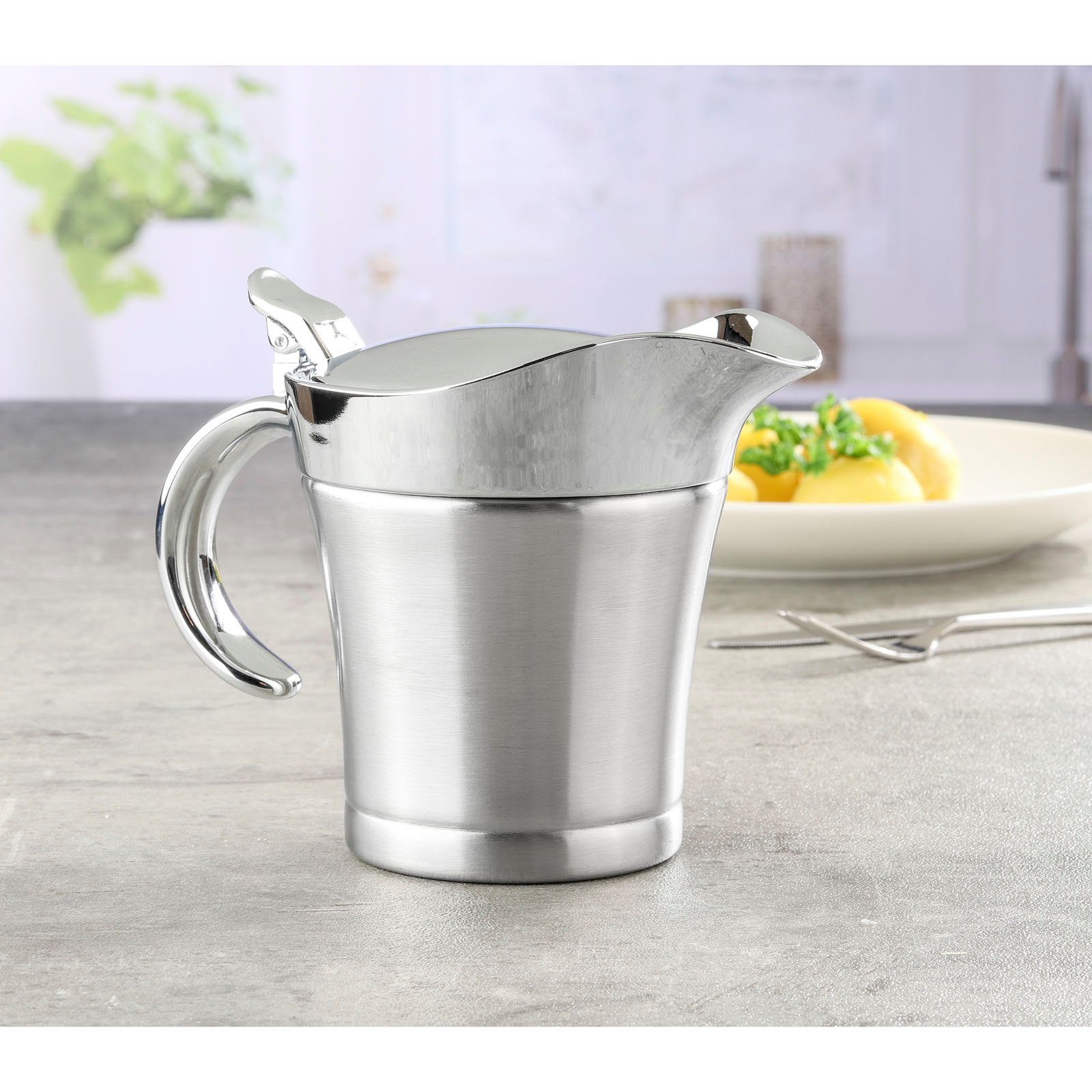 HAC24 Sauciere Soßenkanne Thermo-Sauciere Soßiere Soßenspender Soßenschüssel, Edelstahl, (Set, 2-tlg), 400 ml