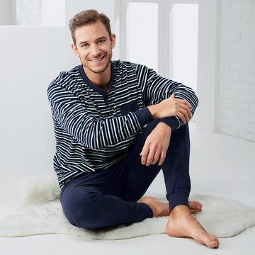 REDBEST Pyjama Herren-Schlafanzug (2 tlg) Single-Jersey Streifen