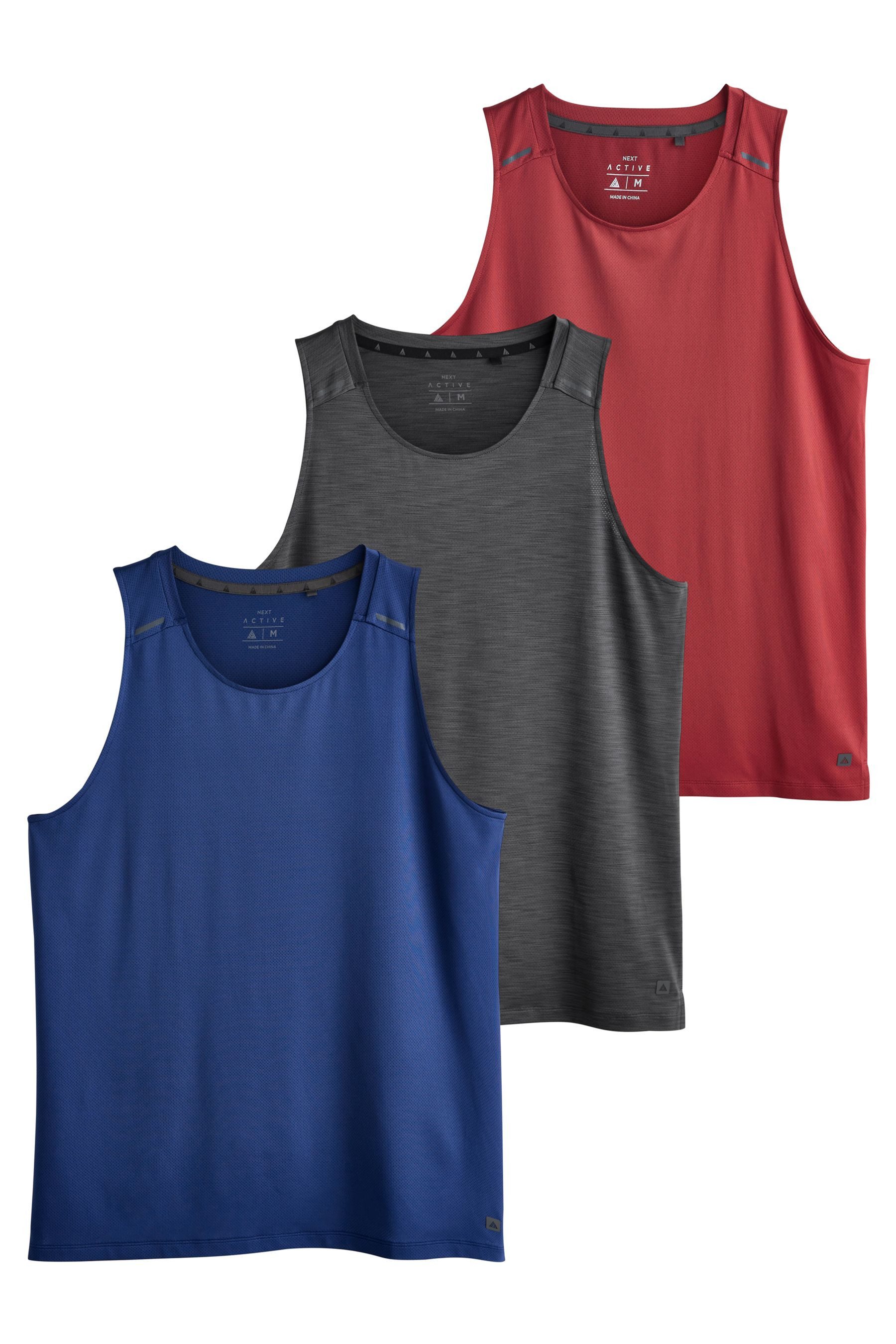 Next Trägertop Active Gym Trägerhemden mit Mesh im 3er-Pack (3-tlg)