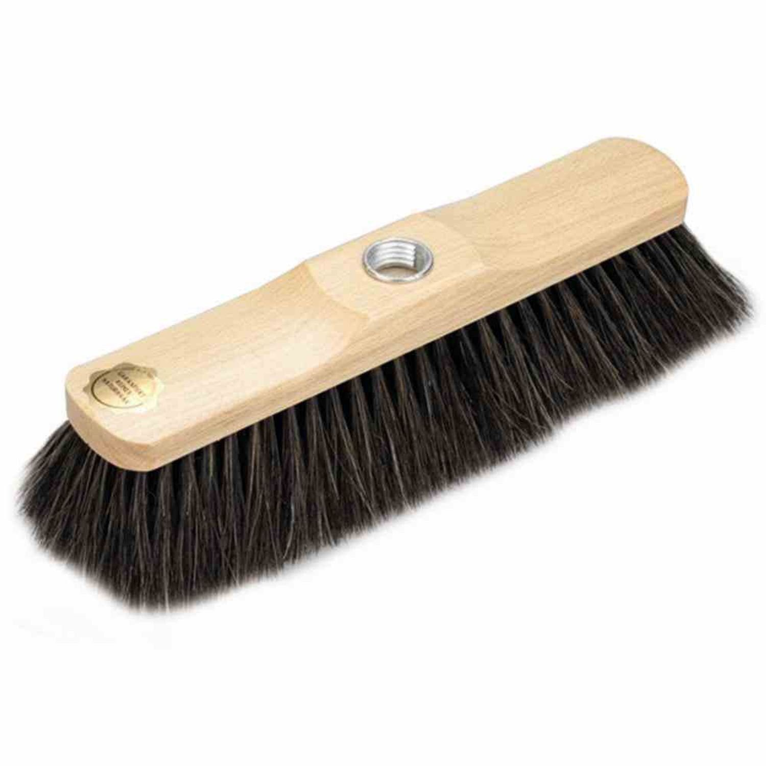 BÜMAG Straßenbesen Zimmerbesen Naturhaar naturfarben 29 cm weißer Bart, lackiert