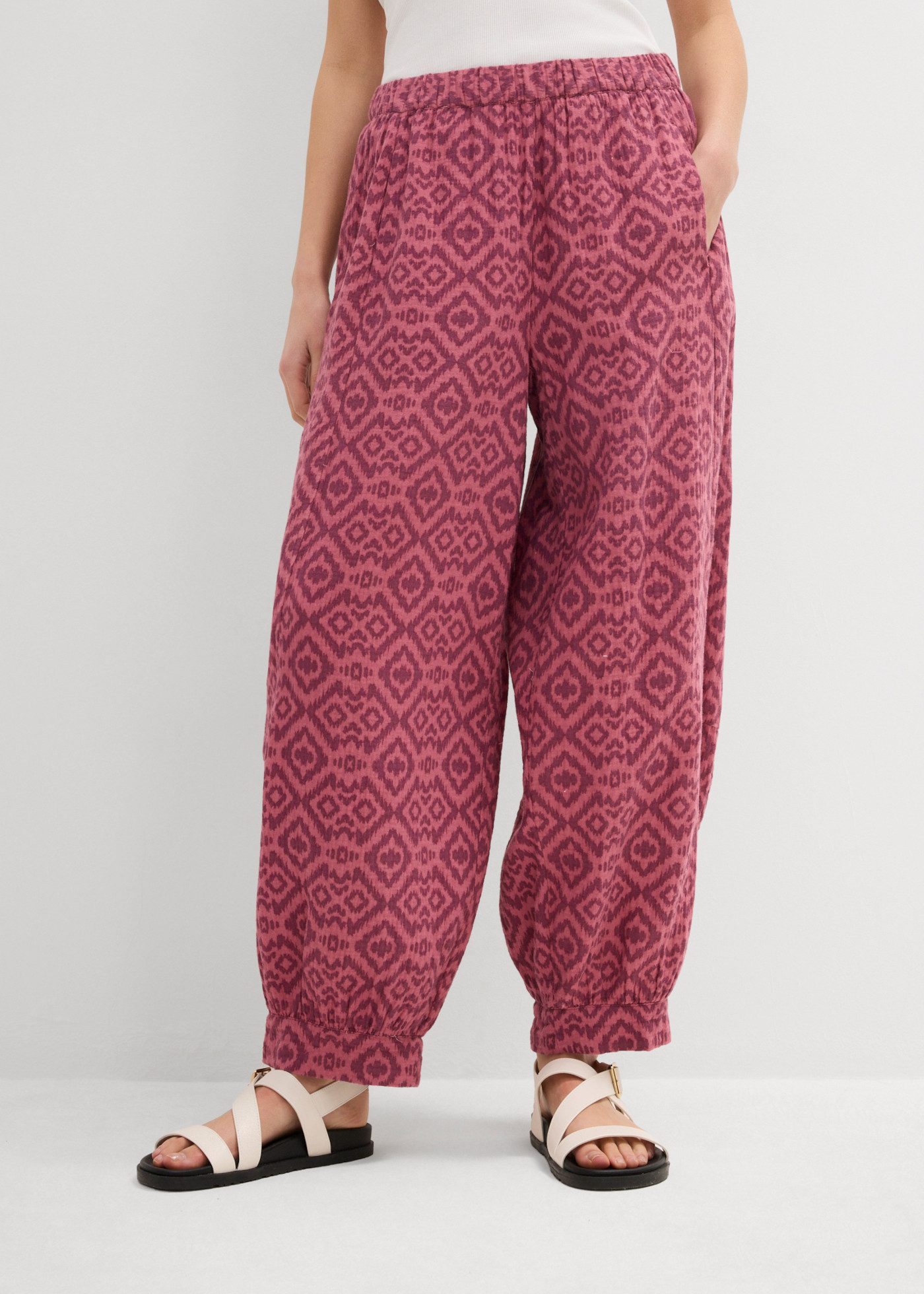 bonprix Pumphose Loose Fit, weites Bein, aus reiner Baumwolle