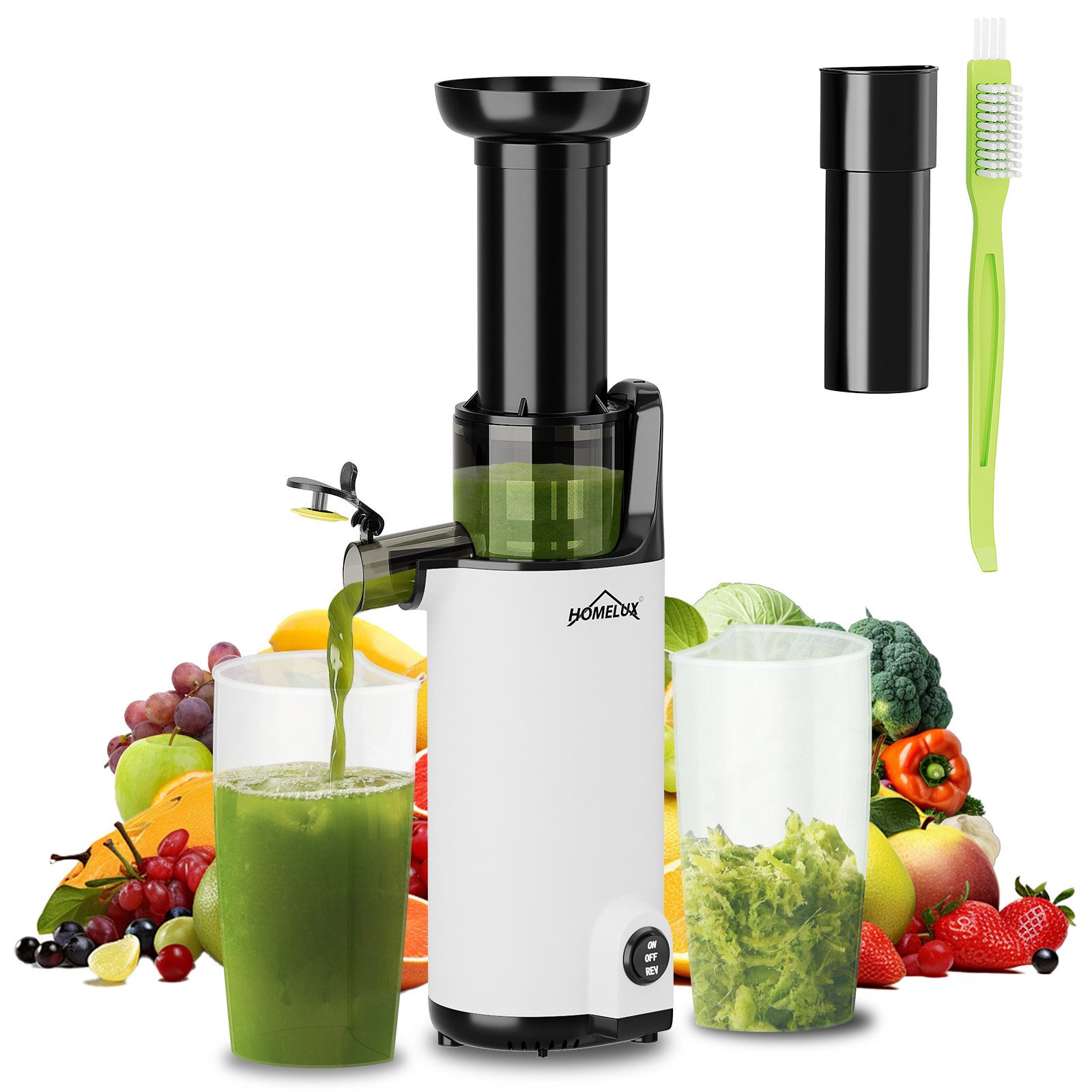 HOMELUX Slow Juicer Kleiner Entsafter Sicherheitsverriegelung