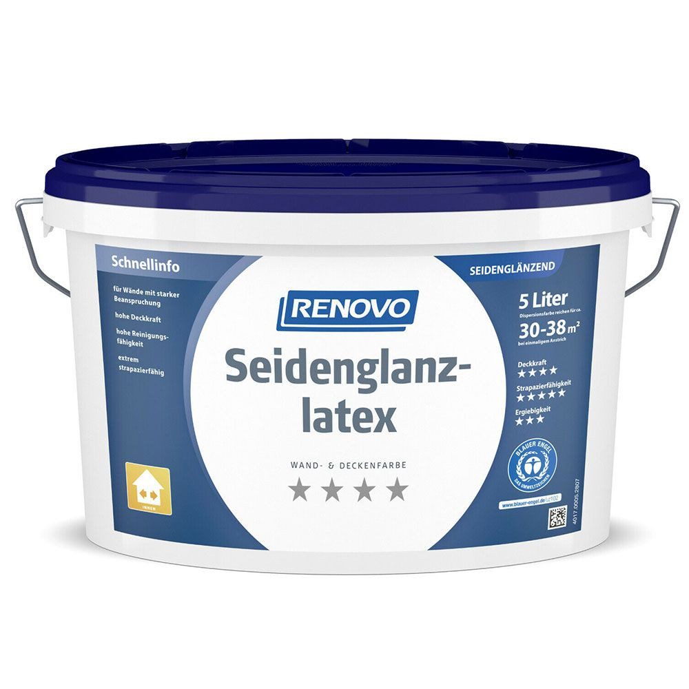 Renovo Wandfarbe Renovo Seidenglanzlatex 5,0 Ltr. weiss
