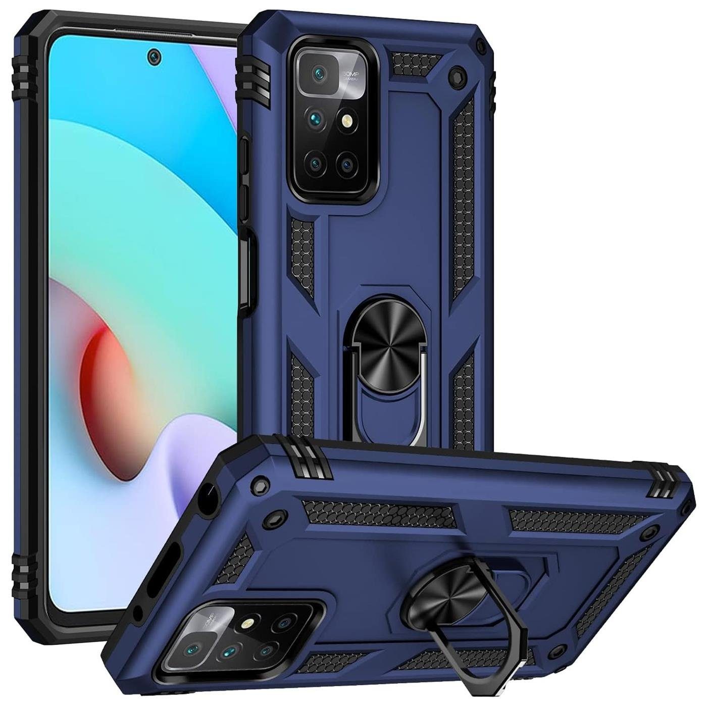 CoolGadget Handyhülle Armor Shield Case für Xiaomi Redmi 10 6,5 Zoll, Outdoor Cover Magnet Ringhalterung Handy Hülle für Redmi 10