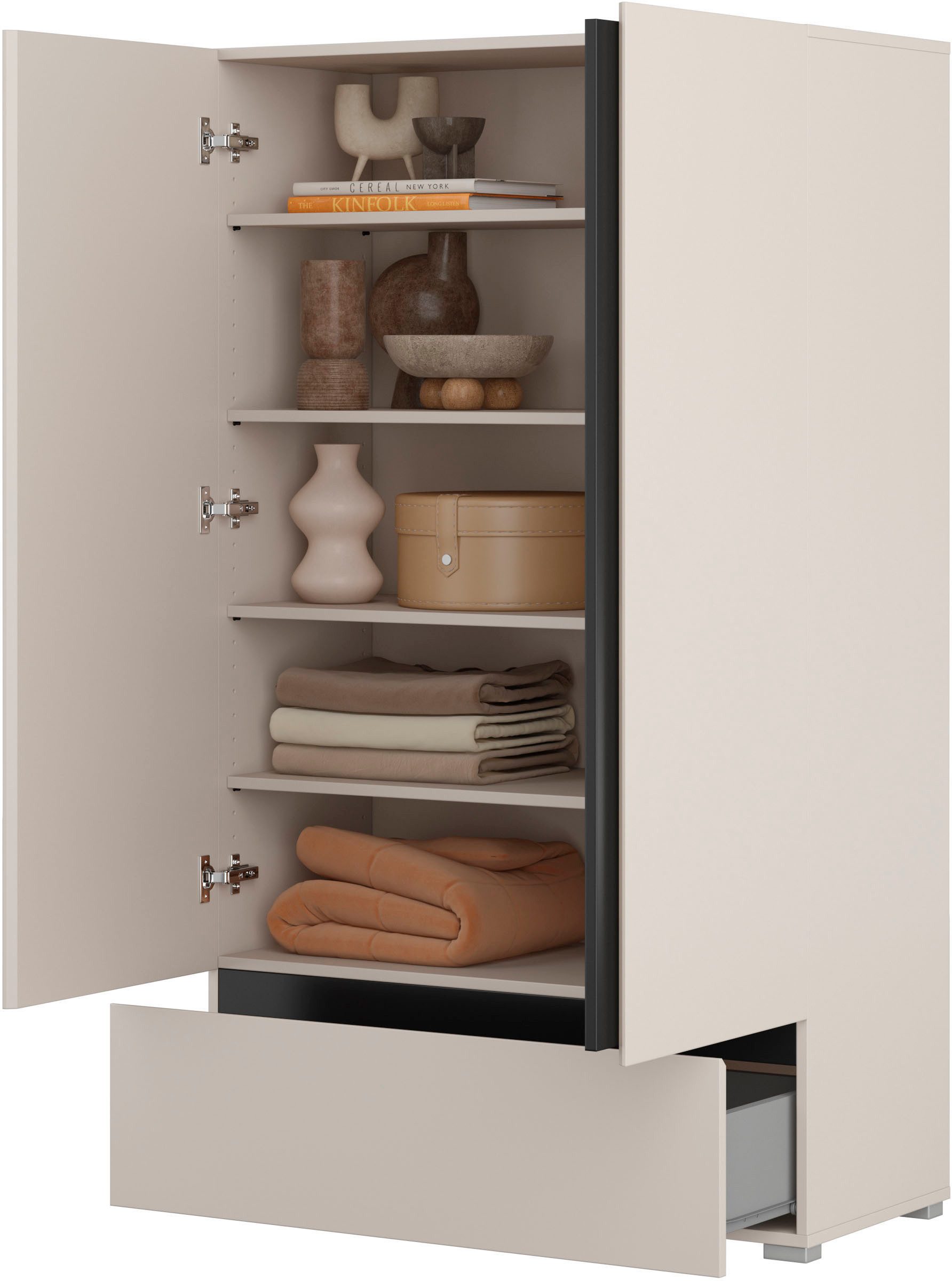 OTTO home Mehrzweckschrank Cross,Breite 89 cm, Highboard, Universalschrank, Garderobe Waescheschrank mit viel Stauraum, Einlegeböden verstellbar – Bild 5 von 5