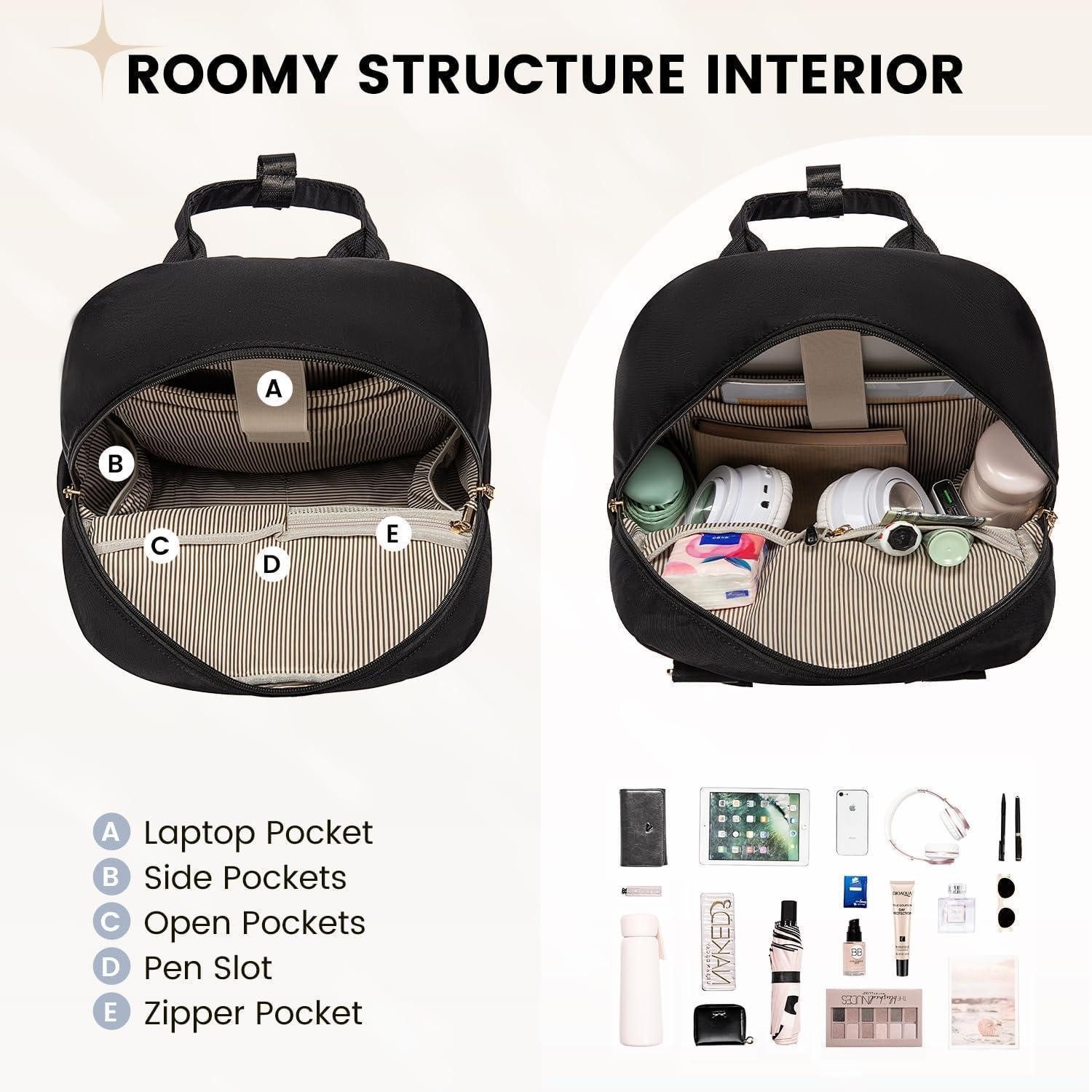 LuxusKollektion Schulrucksack Schulrucksack Mädchen 14 Zoll Laptop Rucksack wasserdicht Schwarz