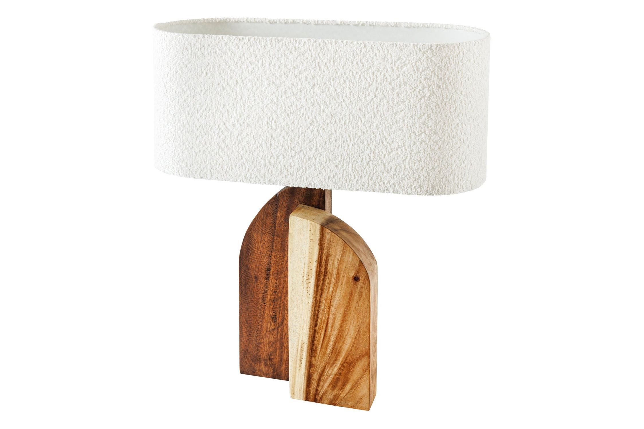 Licht-Erlebnisse Nachttischlampe RIANO, ohne Leuchtmittel, Holz Stoff 60 cm hoch wohnlich Natur Weiß Modern E27