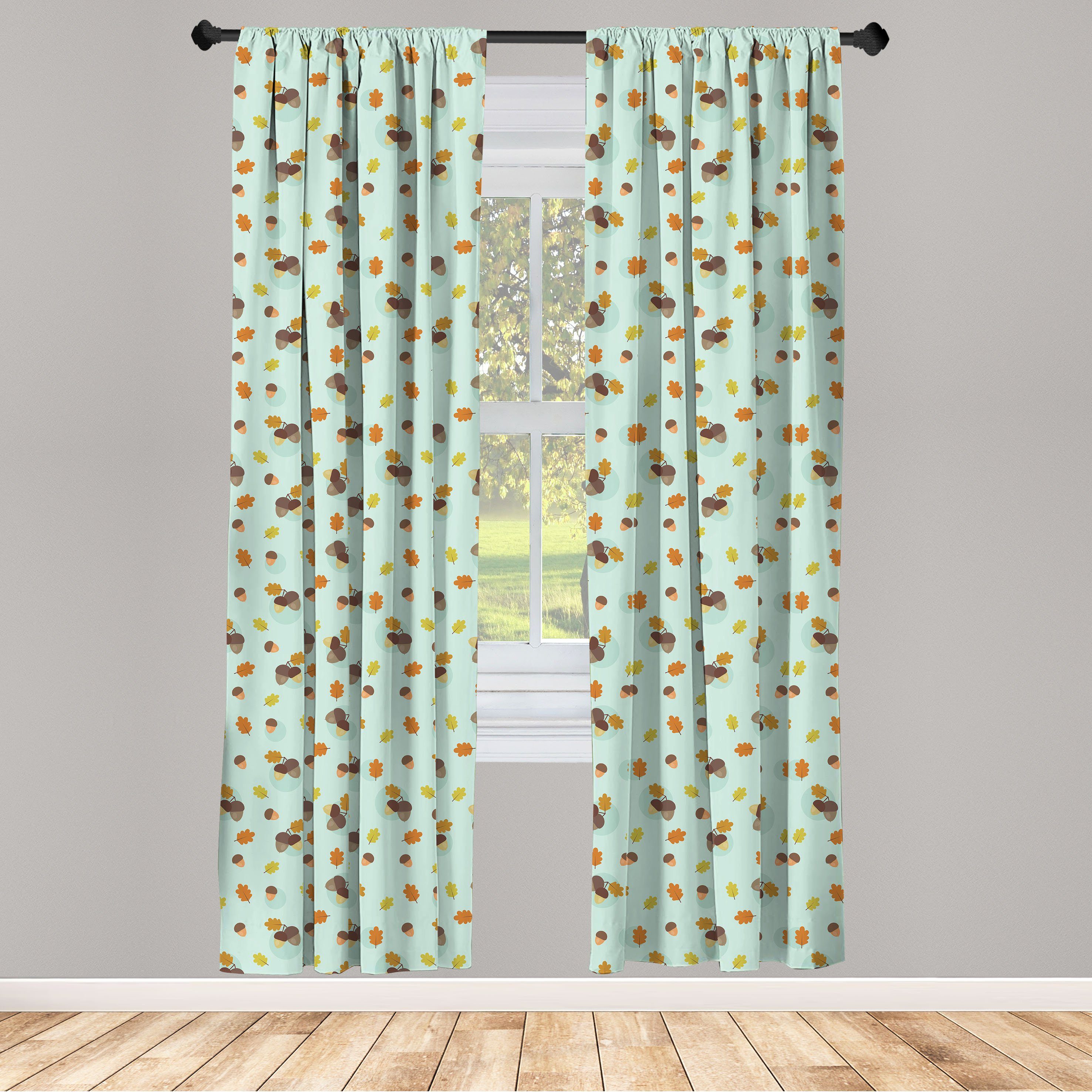 Gardine Vorhang für Wohnzimmer Schlafzimmer Abakuhaus, Dekor, Eichel Microfaser, Tree Elements Oak Cartoon