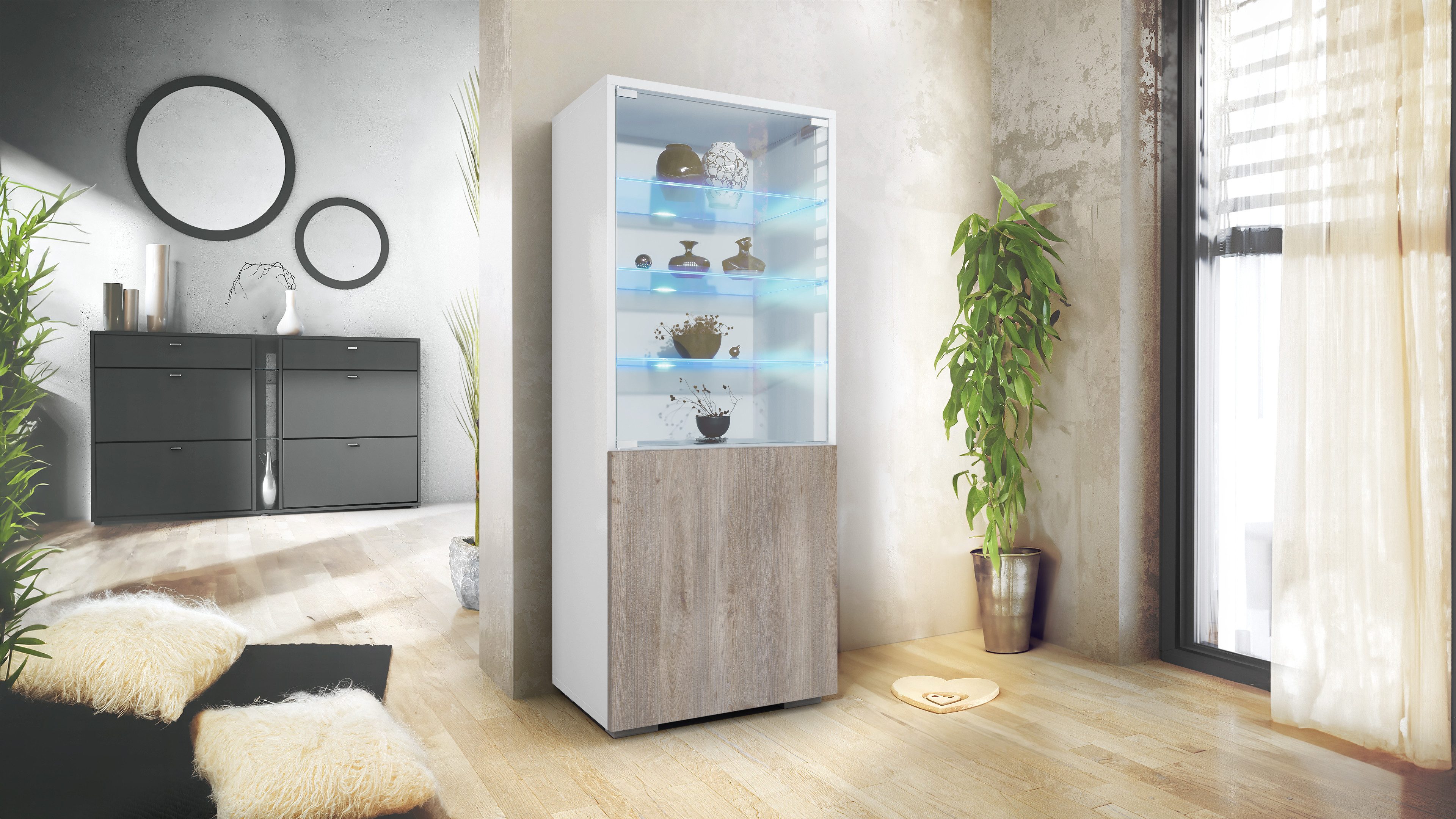 Vladon Standvitrine Granada (Vitrinenschrank, mit Glastür günstig online kaufen
