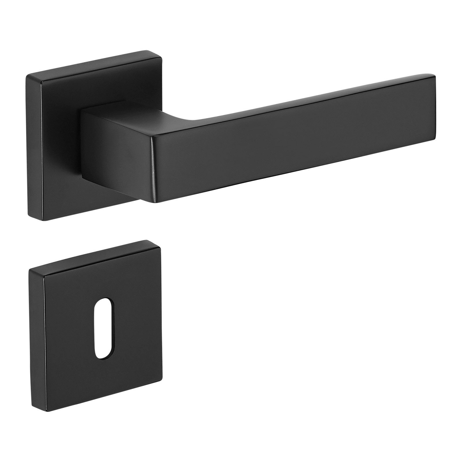 SO-TECH® Drückergarnitur Türdrücker ERLING Aluguss schwarz inkl. Befestigungsmaterial, Spar-Set, 1-tlg., mit Papier-Bohrschablone, mit BB-Rosetten - Buntbart für Zimmertüren