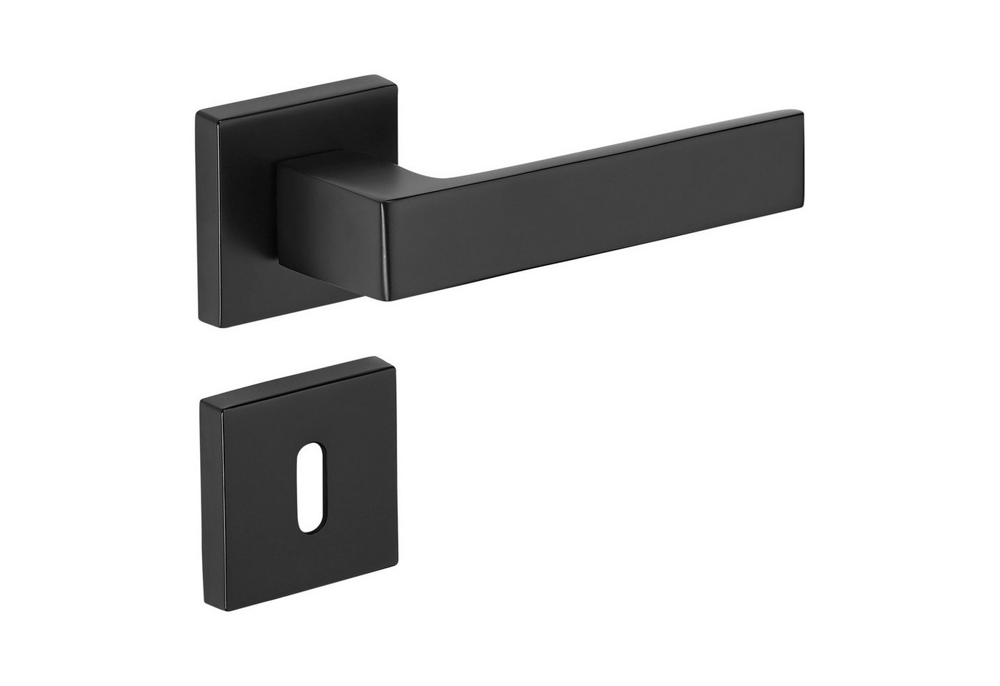 SO-TECH® Drückergarnitur Türdrücker ERLING Aluguss schwarz inkl. Befestigungsmaterial, Spar-Set, 1-tlg., mit Papier-Bohrschablone, mit BB-Rosetten - Buntbart für Zimmertüren