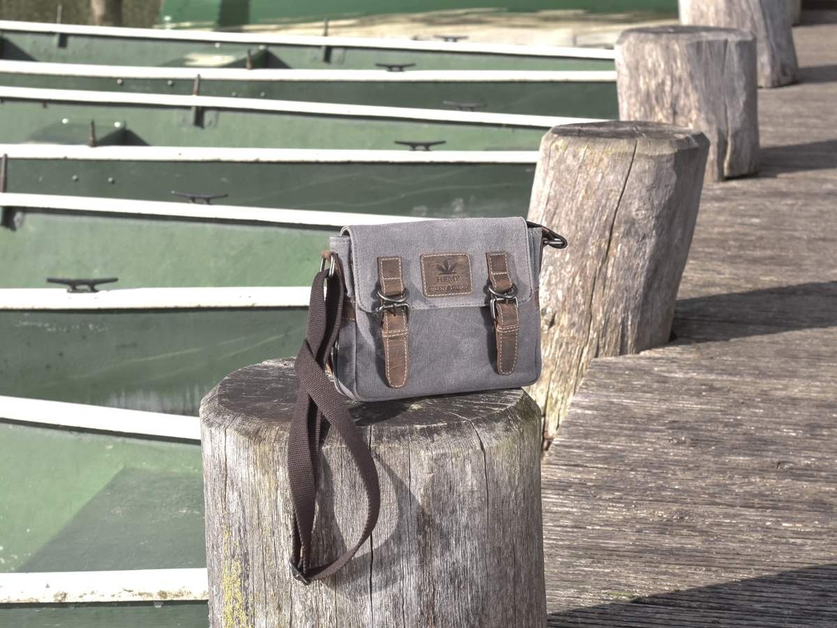 Greenburry Umhängetasche Vintage Hemp, Schultertasche, Hanf und Leder