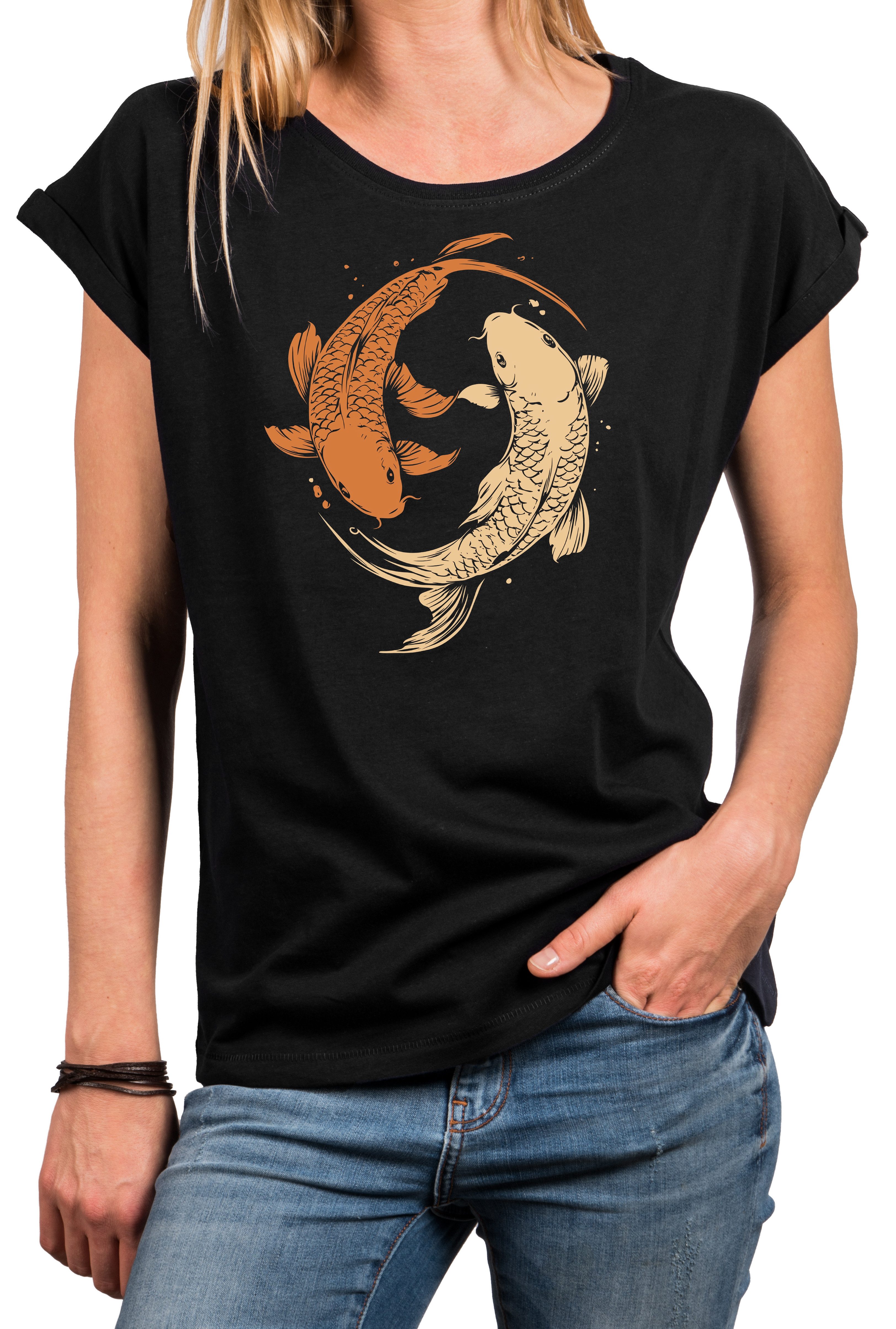 Yogashirt Damen Yin Yang Meditation Relax Shirt Hippie Outfit GYM Top