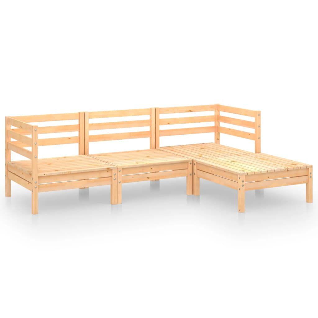 vidaXL Gartenlounge-Set 4-tlg. Garten-Lounge-Set Massivholz Kiefer, (1-tlg)