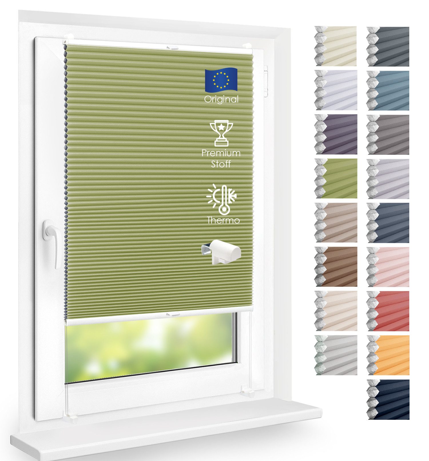 DomDeco Wabenplissee Thermo Plissee ohne Bohren - Hitzeschutz, Verdunkelung, verspannt, abdunkelnd, Klemmfix, stufenlos, kälteschutz, modernes Fensterplissee