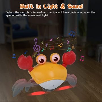 Gontence Lernspielzeug Elektrische Krabbelndes Krabben Musikspielzeug (Laufkrabben-Babyspielzeug, vermeidet automatisch Hindernisse), mit Musik und LED-Leuchten,Sensor Interaktives Spielzeug