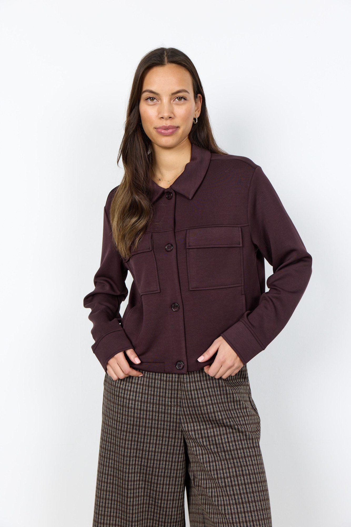 soyaconcept Sweatjacke Modische Sweatjacke mit Kragen und Taschen für Damen – Bild 3 von 5