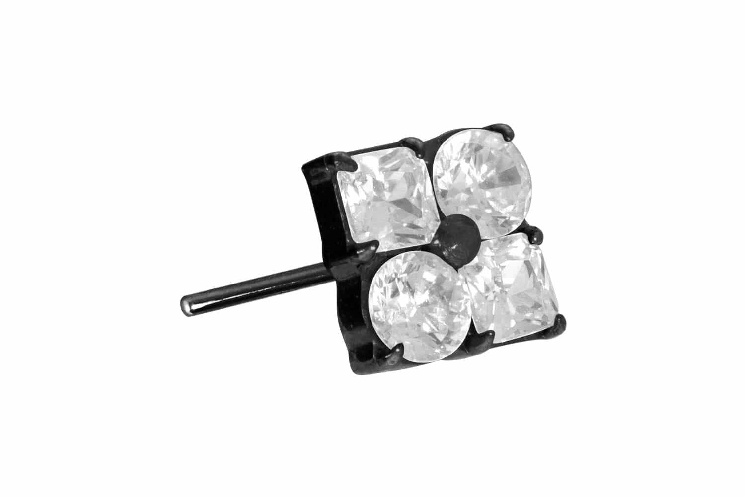 Piercing-Set Titan Aufsatz mit Push Pin KRISTALLBLUME