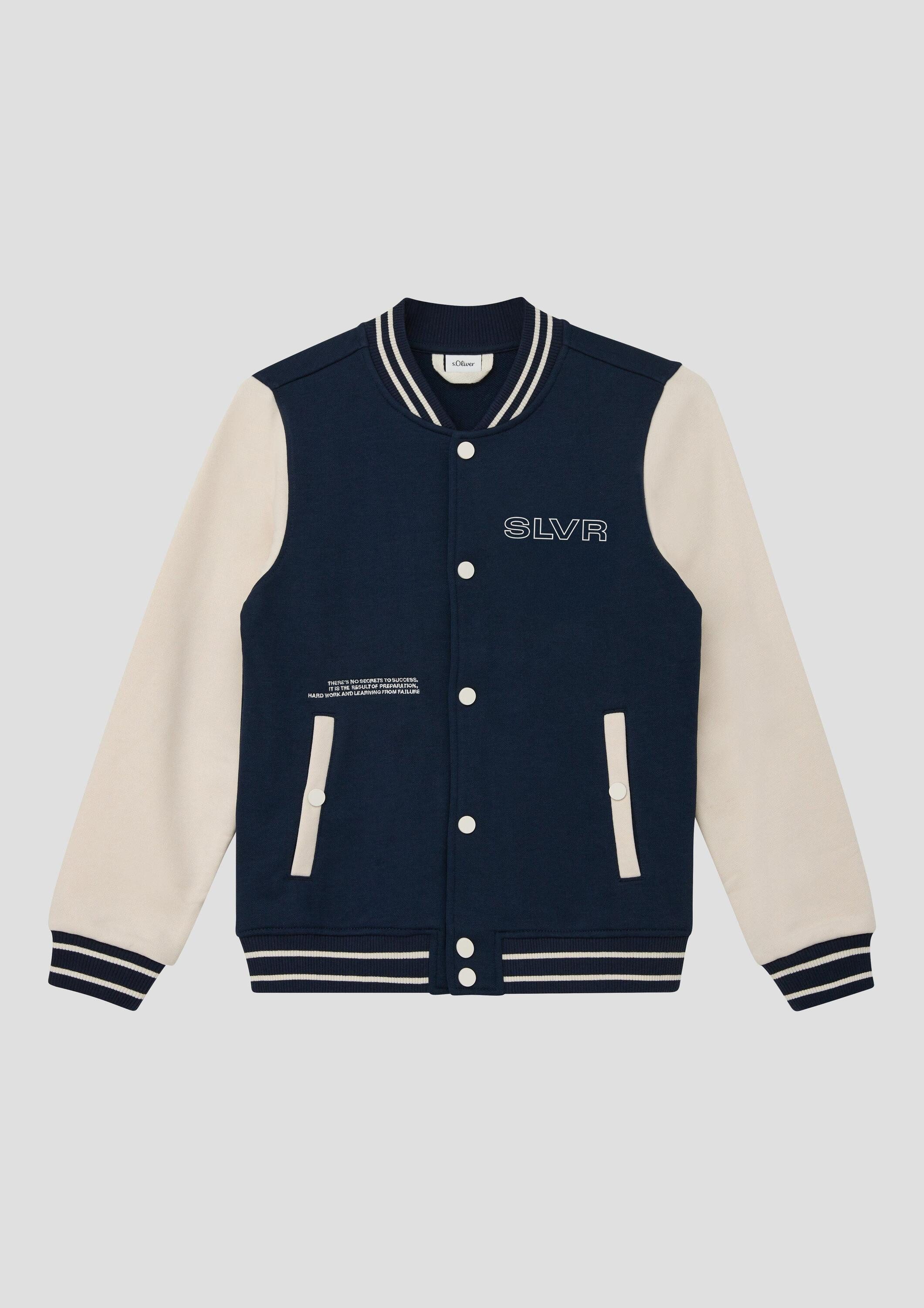 s.Oliver Sweatjacke Sweatshirt Jacke Collegejacke aus Sweatware