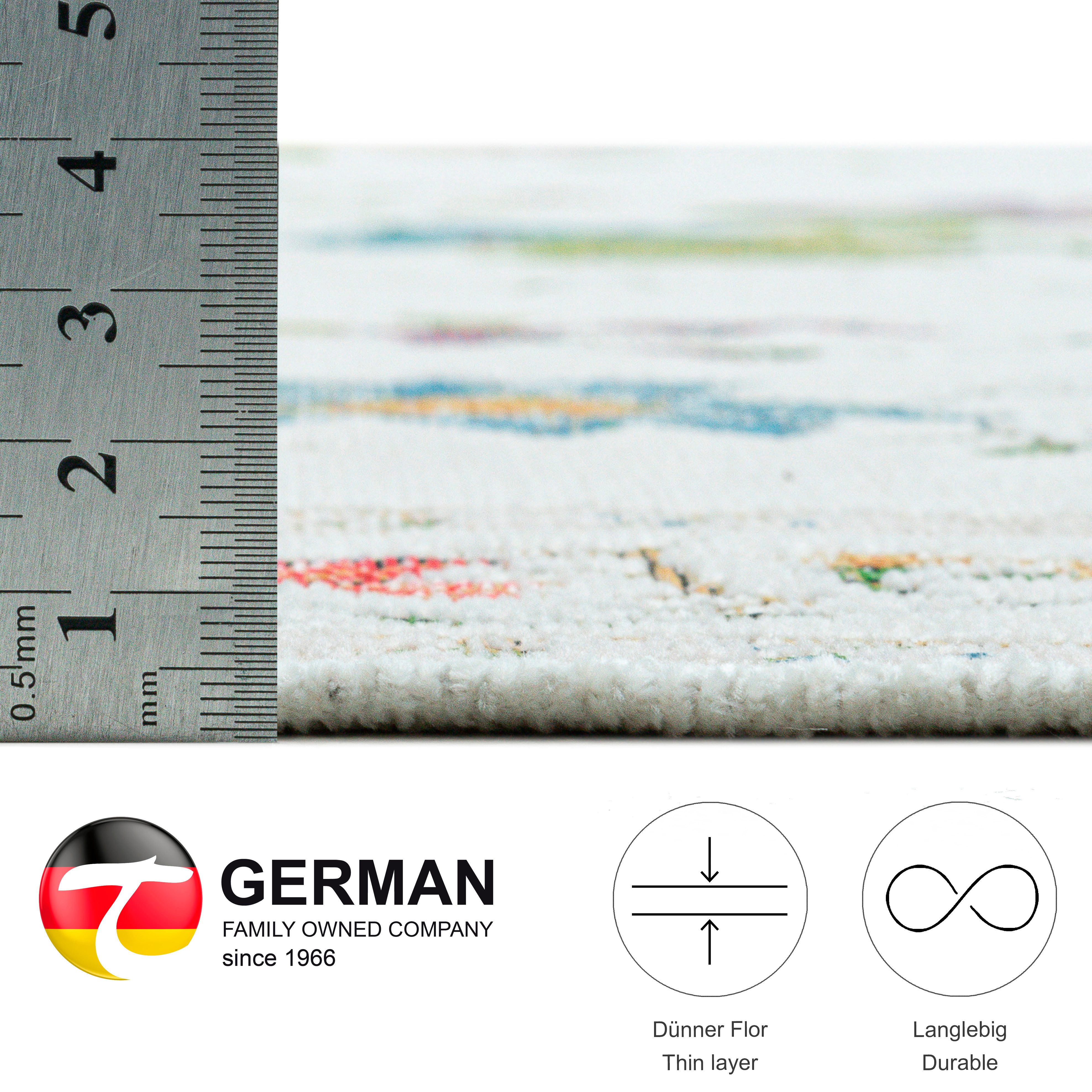 THEKO Teppich Flomi Sagrini, rechteckig, Höhe: 4 mm, Flachgewebe, Pastell-Farben, Blumen Design, mit Bordüre