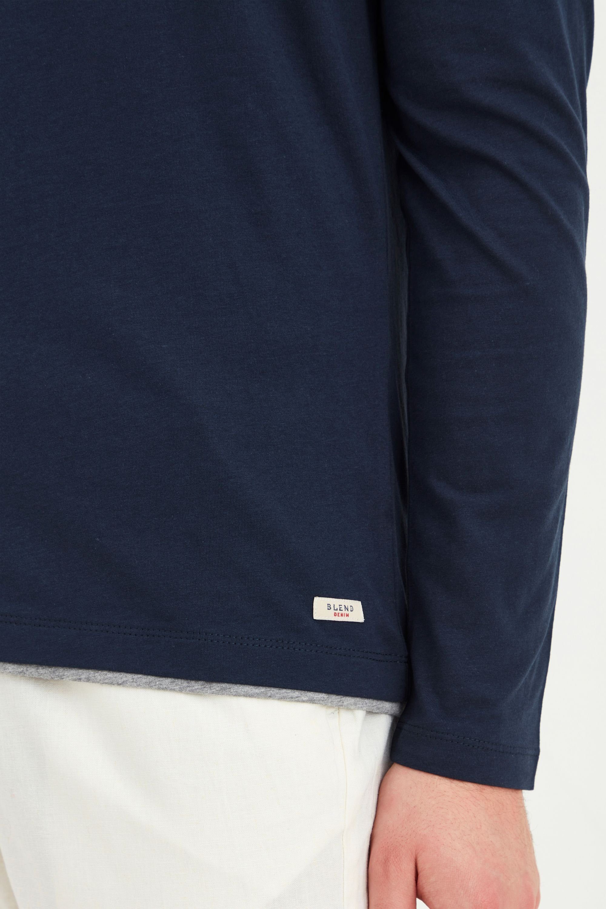 Blend Rundhalsshirt BHLeonas (1-tlg) Klassisches Langarmshirt mit Rundhalsausschnitt in Double-Layer-Optik