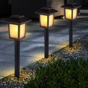 etc-shop LED Gartenleuchte, LED-Leuchtmittel fest verbaut, Außenleuchte Solarlampe Steckleuchte Erdspieß Gartenfackel mit