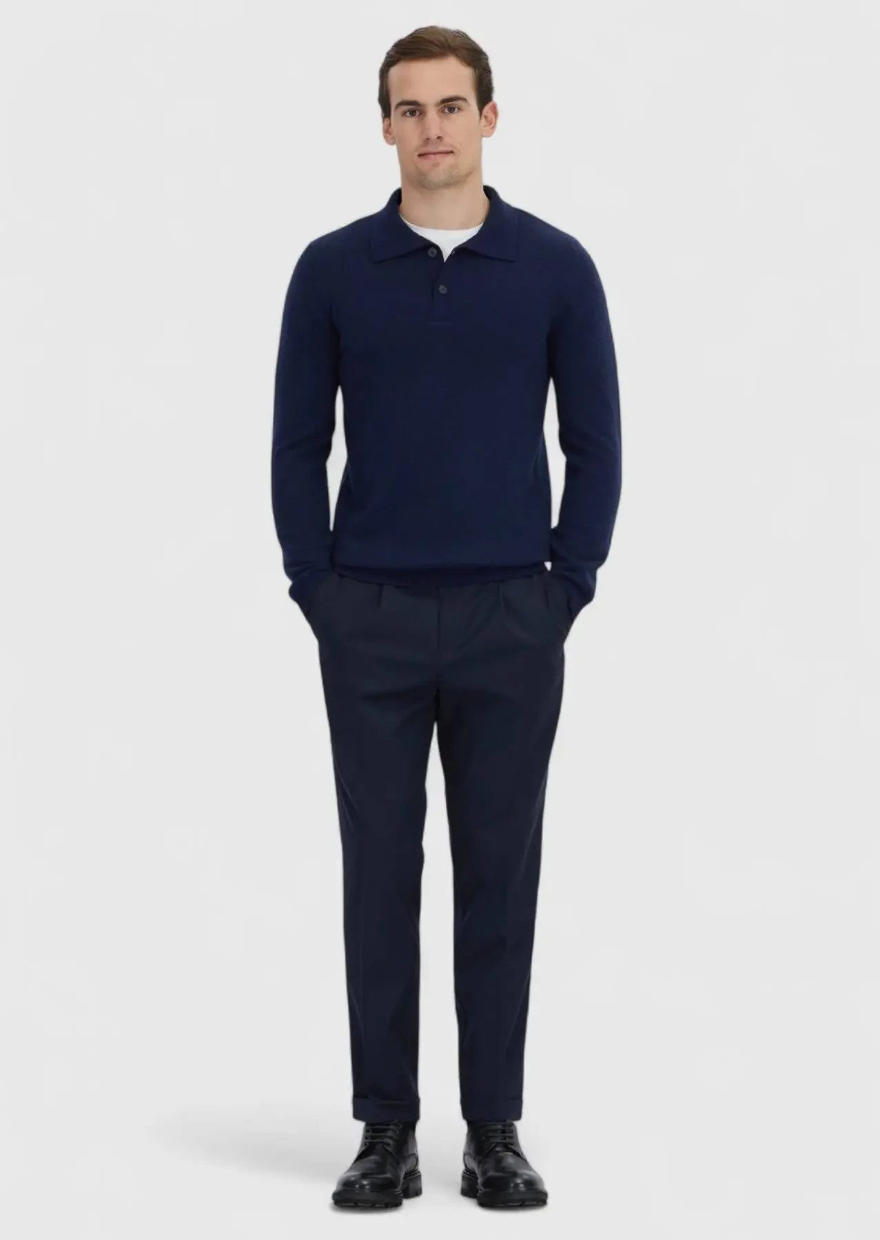 RAMSEY Longpullover Marineblaues Strick-Sweatshirt