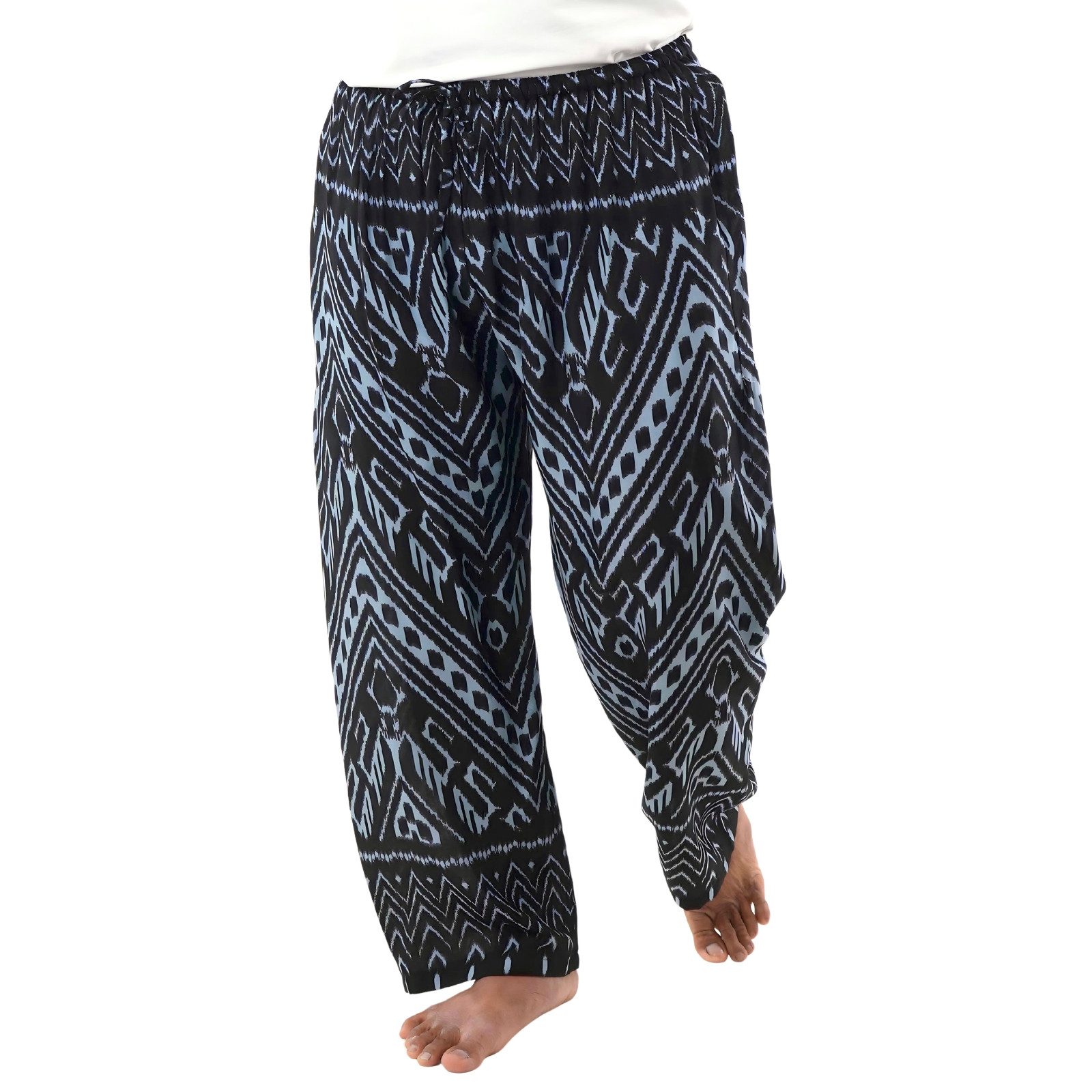 Loungehose gemusterte Relaxhose aus 100% Viskose Unisex Haremshose Wellnesshose