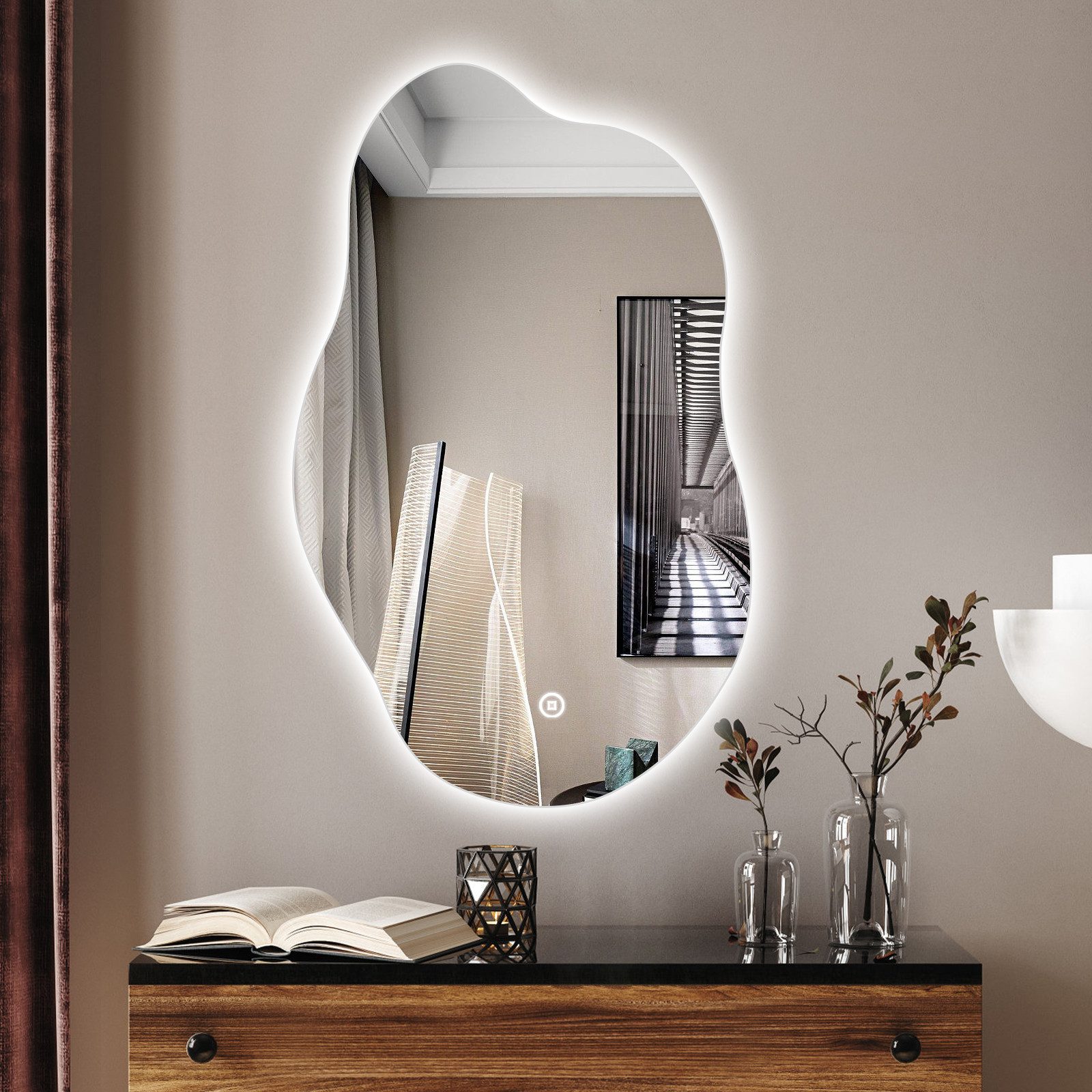 WDWRITTI Schminkspiegel Wand Kosmetikspiegel Wandspiegel Asymmetrisch Rahme günstig online kaufen