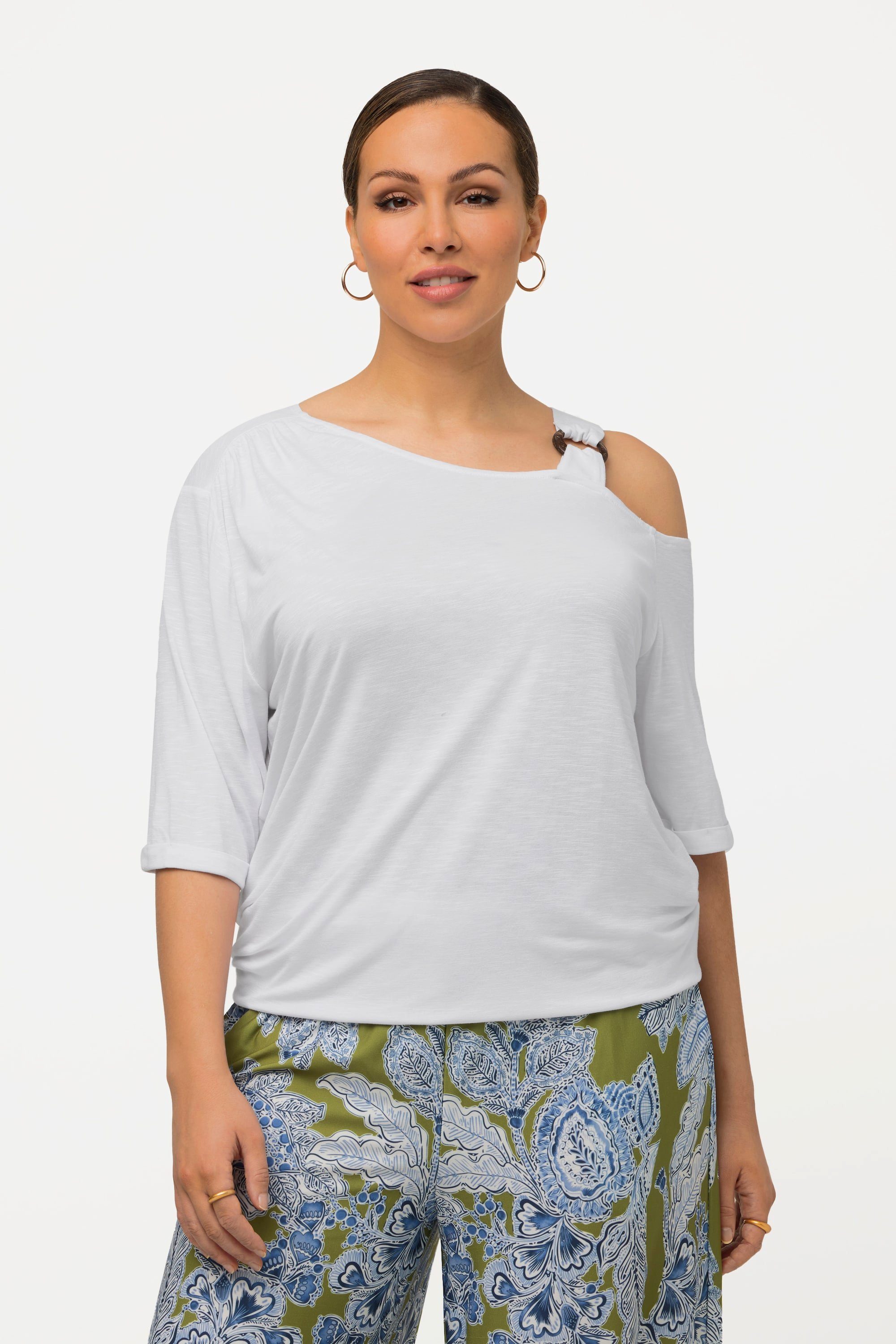 Ulla Popken T-Shirt T-Shirt Cut-Out gekräuselte günstig online kaufen