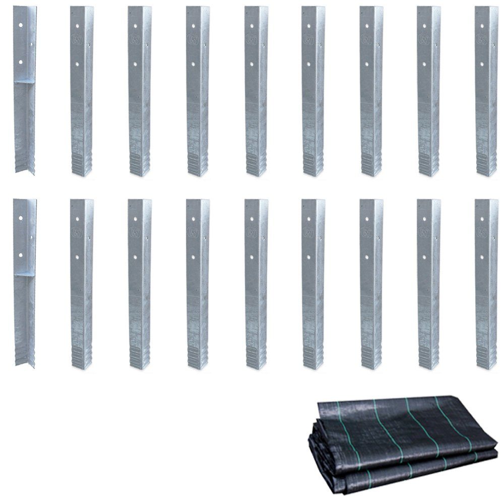 Wickey Spielturm-Erweiterung VERSCHIEDENE Zubehörpakete – SolidLock Winkelanker & Vlies, (KOMPLETTSET: SolidLock Ankersets + Unkrautschutzvlies, 18 St., Grundlage für 10 Jahre Garantie von Wickey), Original-Anker für Wickey Spielgeräte aus verzinktem Stahl