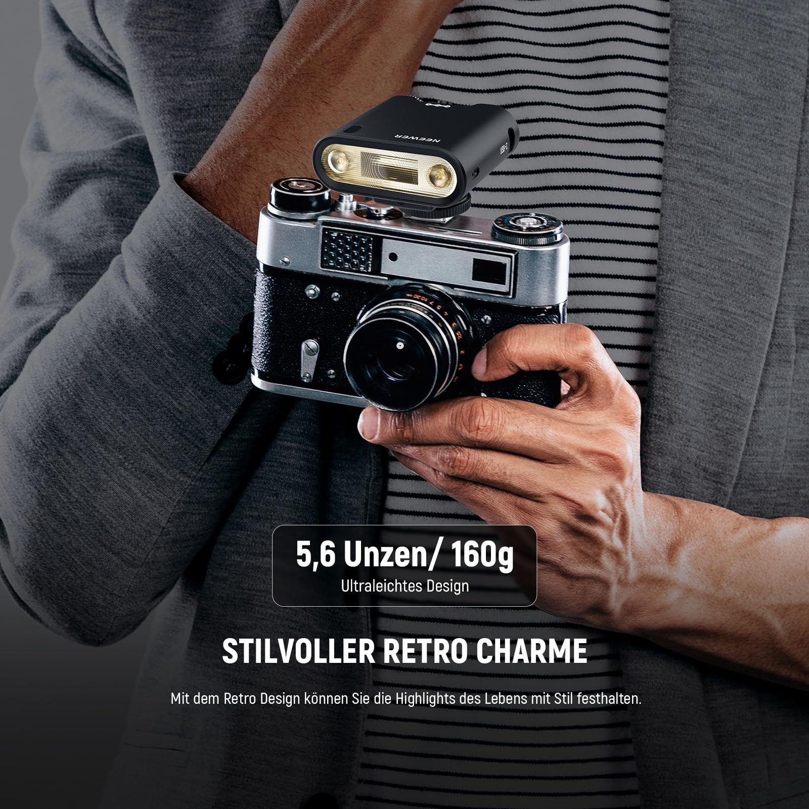 Neewer Z160 Blitzgerät Kamerablitz 22Ws, GN14, für Canon/Nikon/Sony/Fuji Blitzgerät, (Mehrere Blitzmodi)