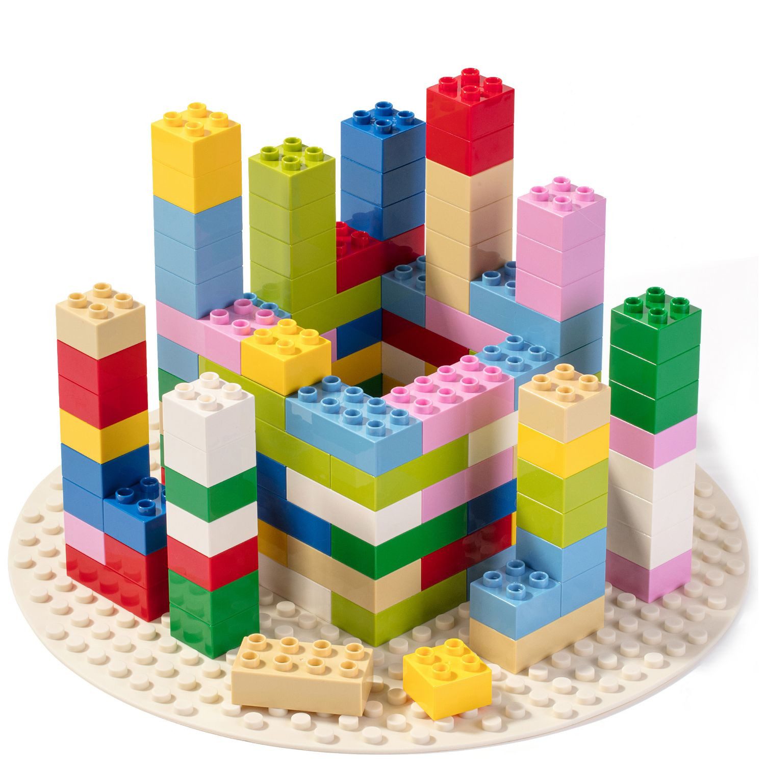Katara Klemmbausteine für Kleinkind, Junge, Mädchen Konstruktionsspielsteine, (Set), Flexible Bauplatte, 108 Bausteine (bunt), oder zusammen als Set