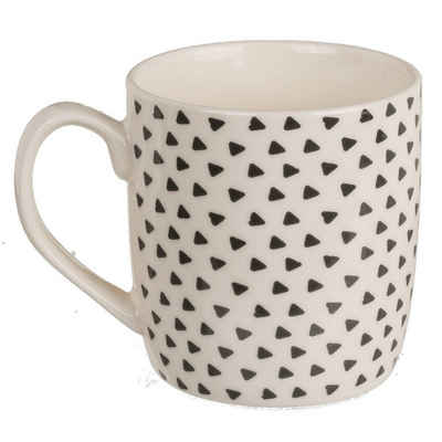 Marabellas Shop Tasse Kaffeetasse ca. 8,6 x 9,2cm in Schwarz/Weiß mit Herz- oder Strichmotiv, New Bone China, für Spülmaschinen geeignet
